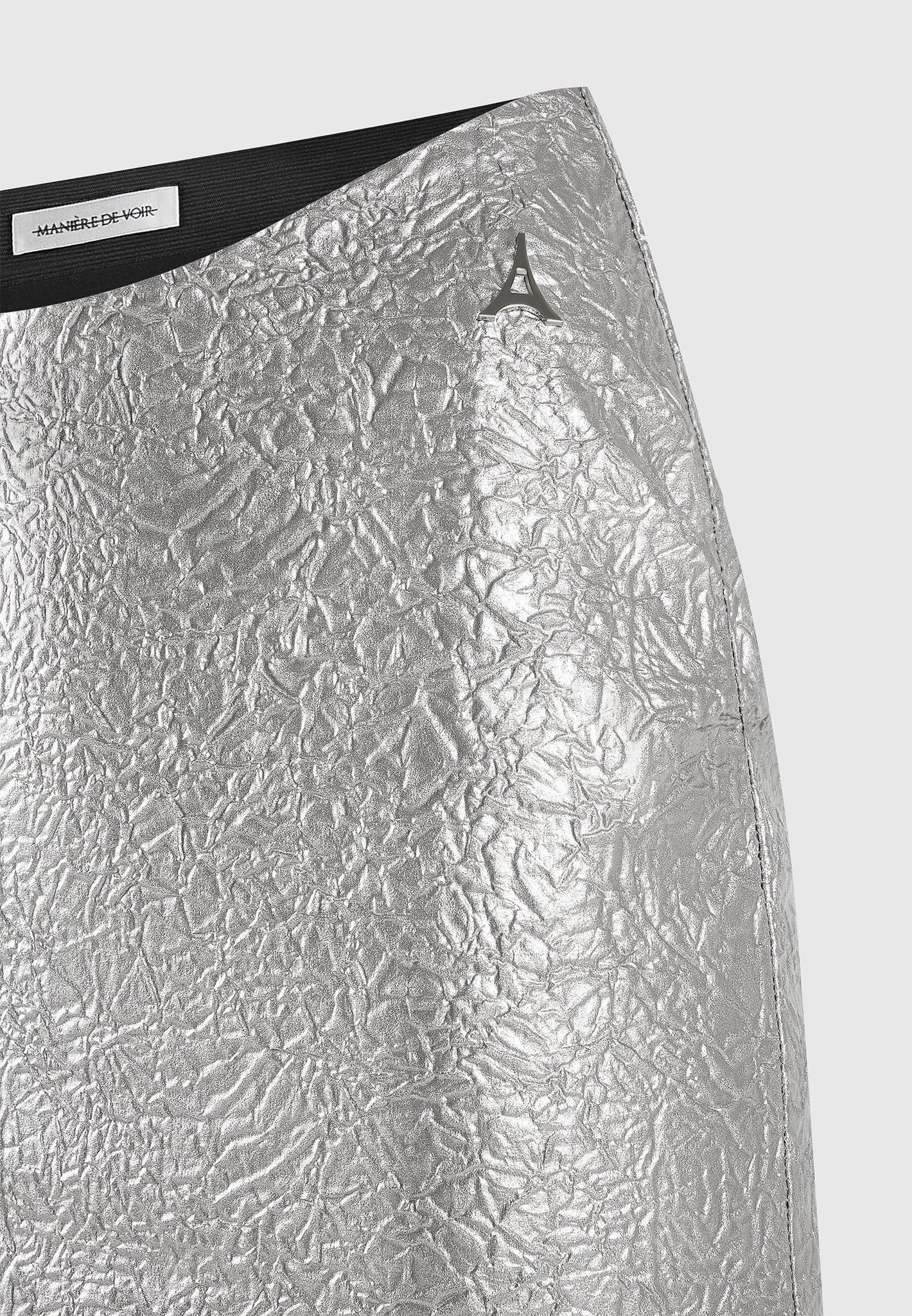 Dipped Waist Metallic Mini Skirt - Grey Female Product Image