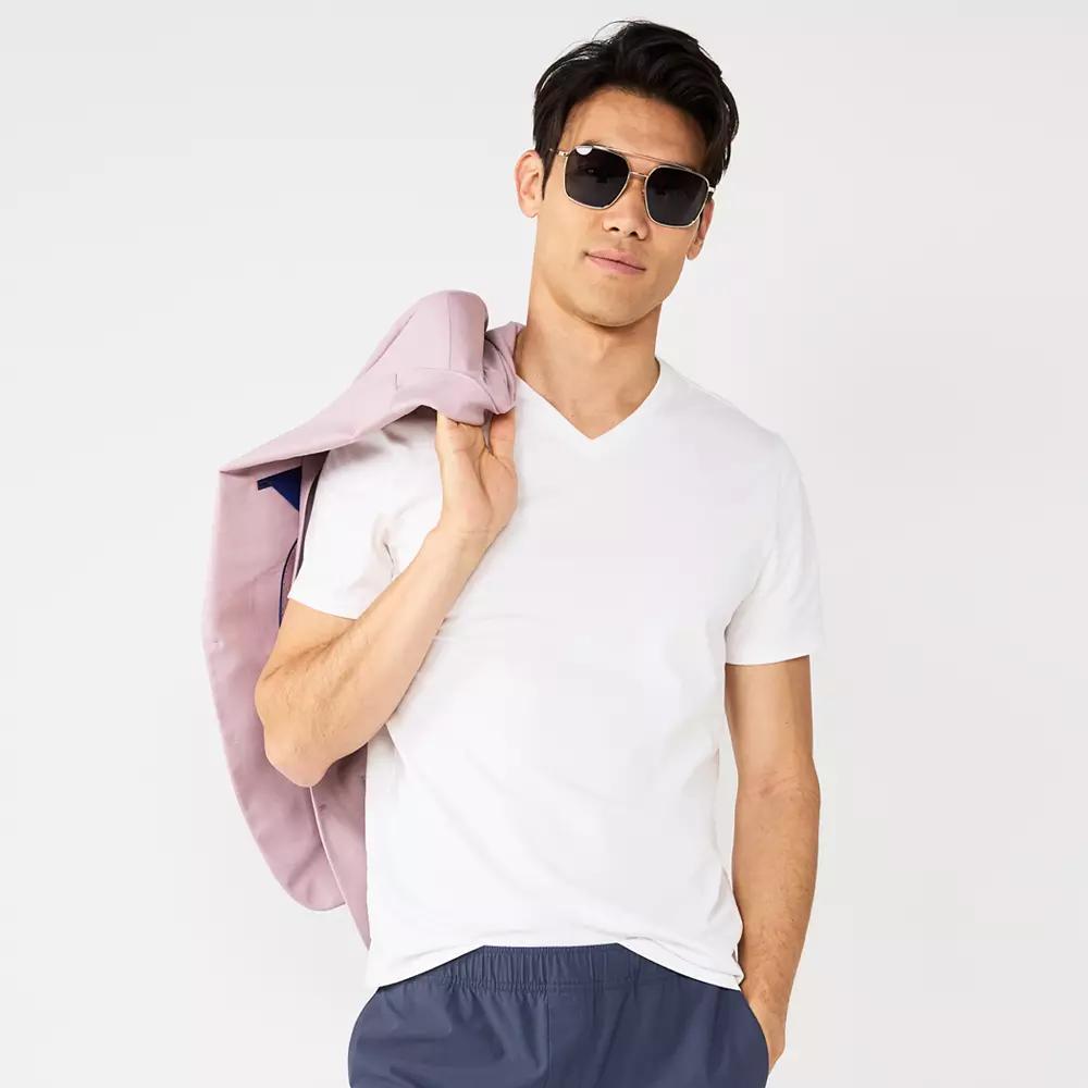 Men's Apt. 9® Premier Flex Short Sleeve V-Neck Tee, Size: Large, Modern White Product Image