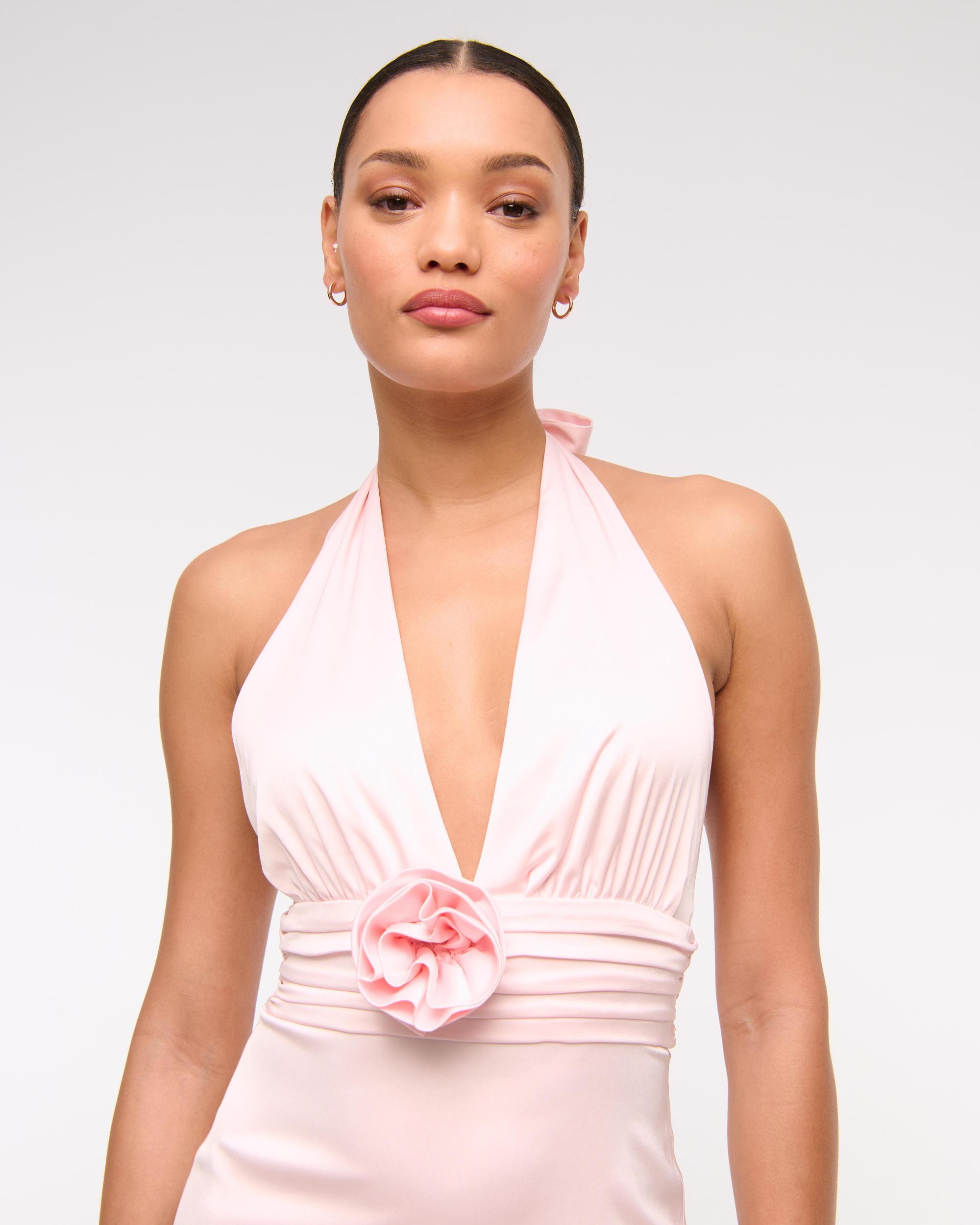 Rosette Halter Midi Dress Product Image