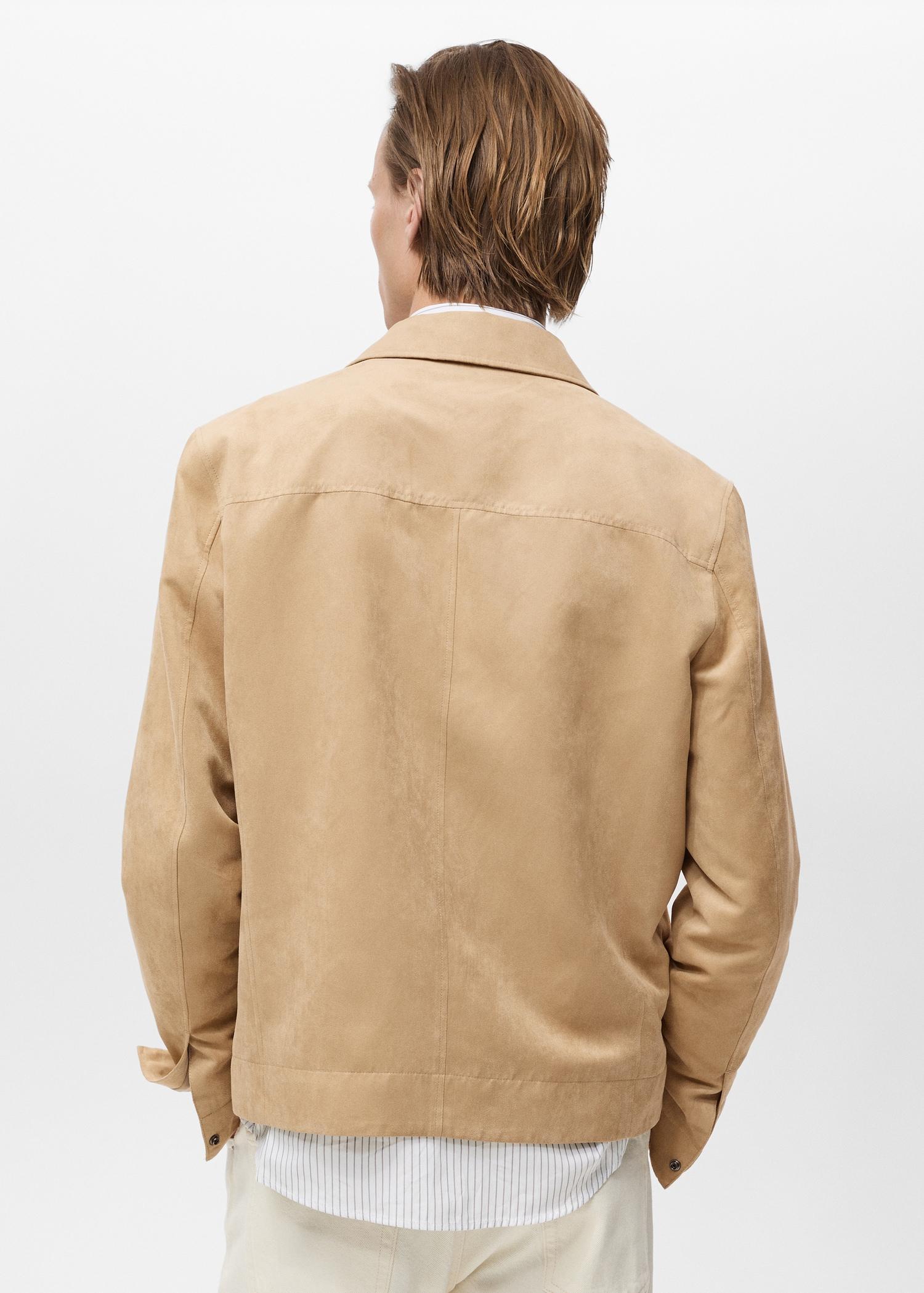 Suede-effect jacket with zip - Men | MANGO USA Product Image