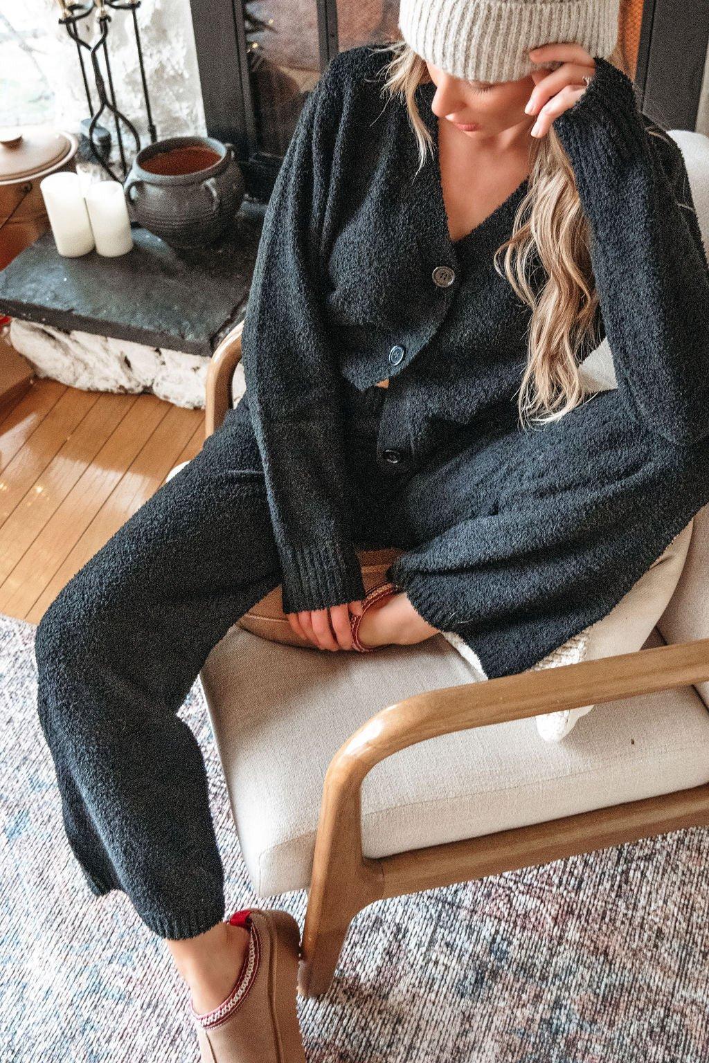 Black Sherpa Lounge Set - FINAL SALE Product Image