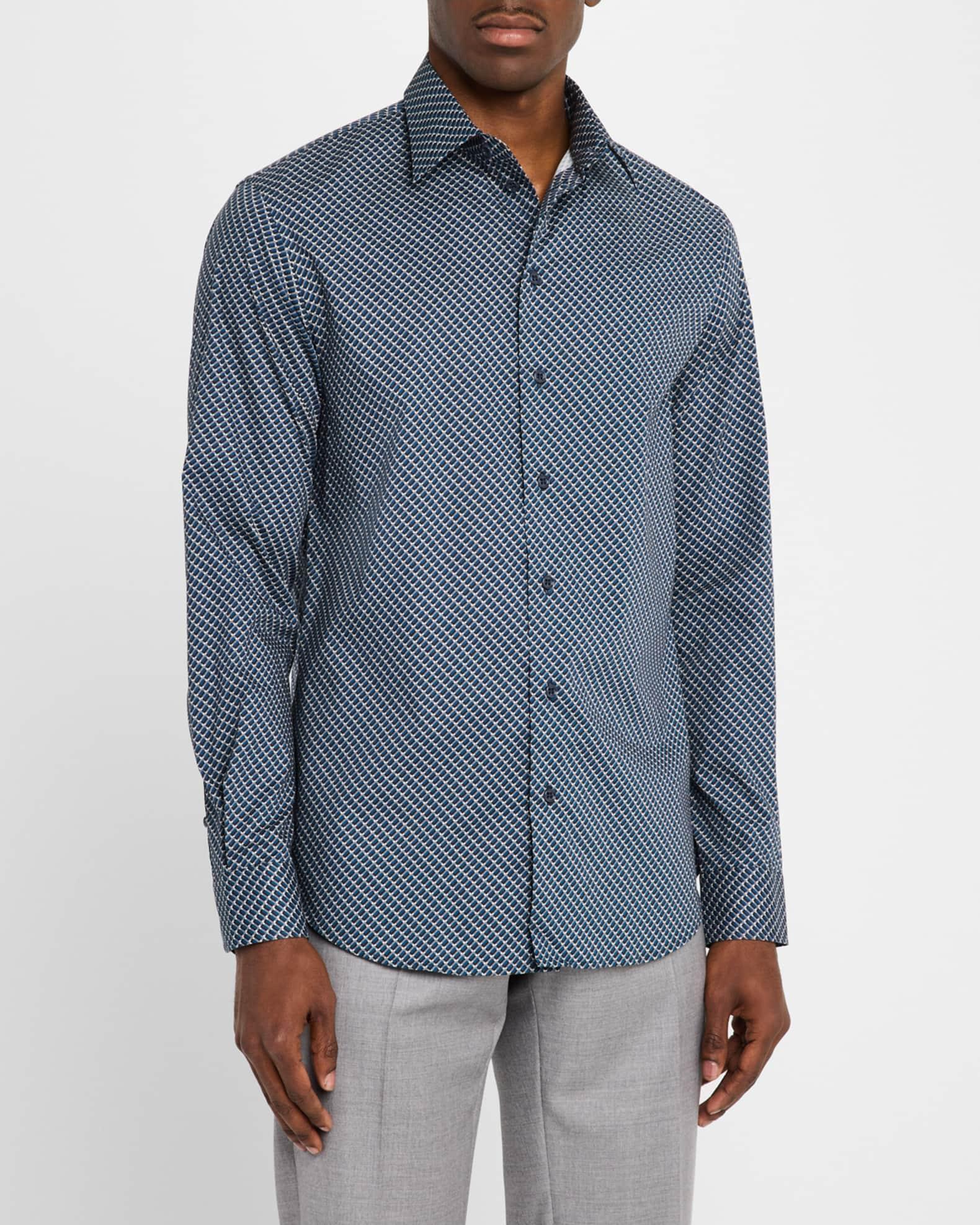Men's Stretch Poplin Geometric Sport Shirt Product Image