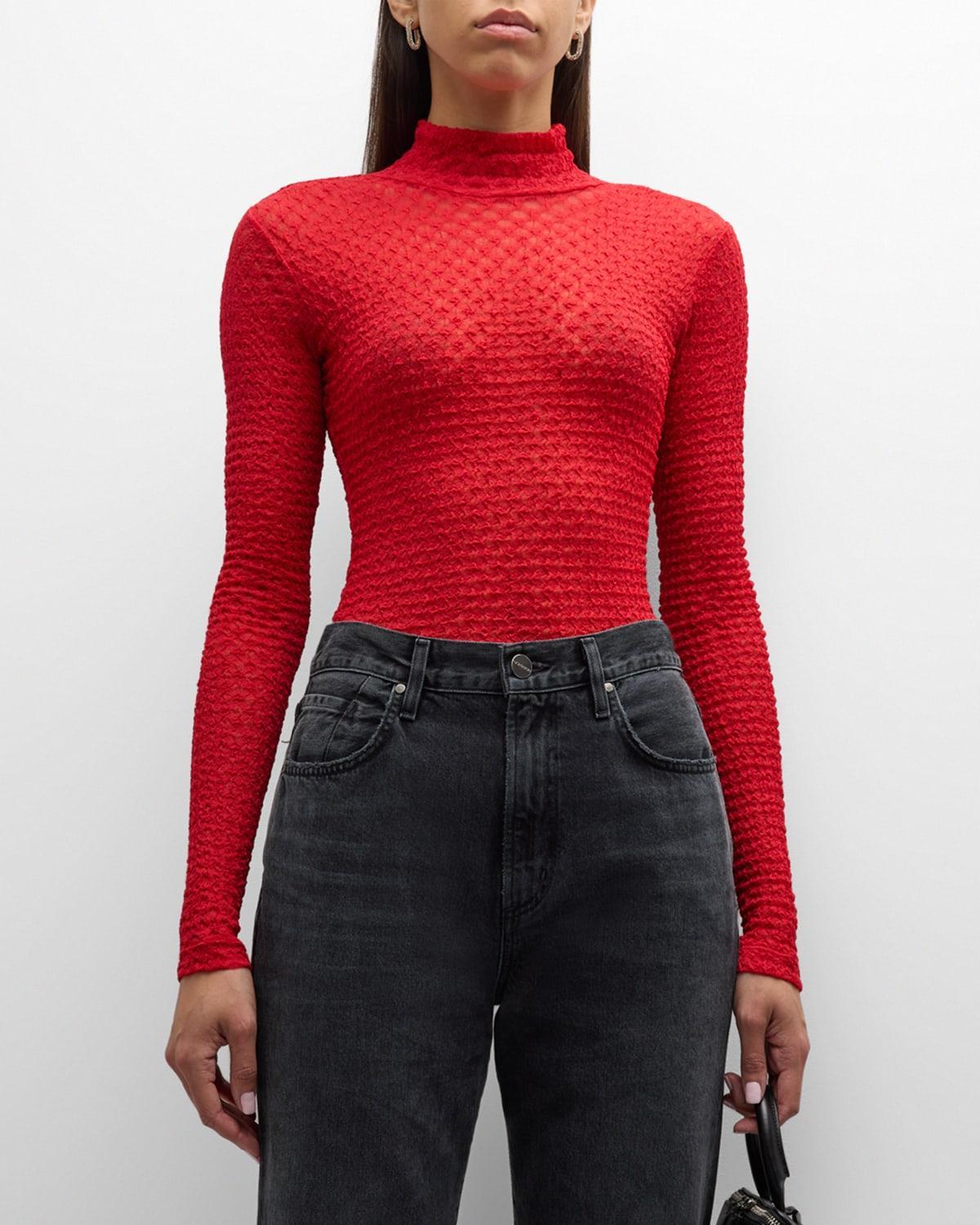 Stretch Mesh Lace Turtleneck Product Image