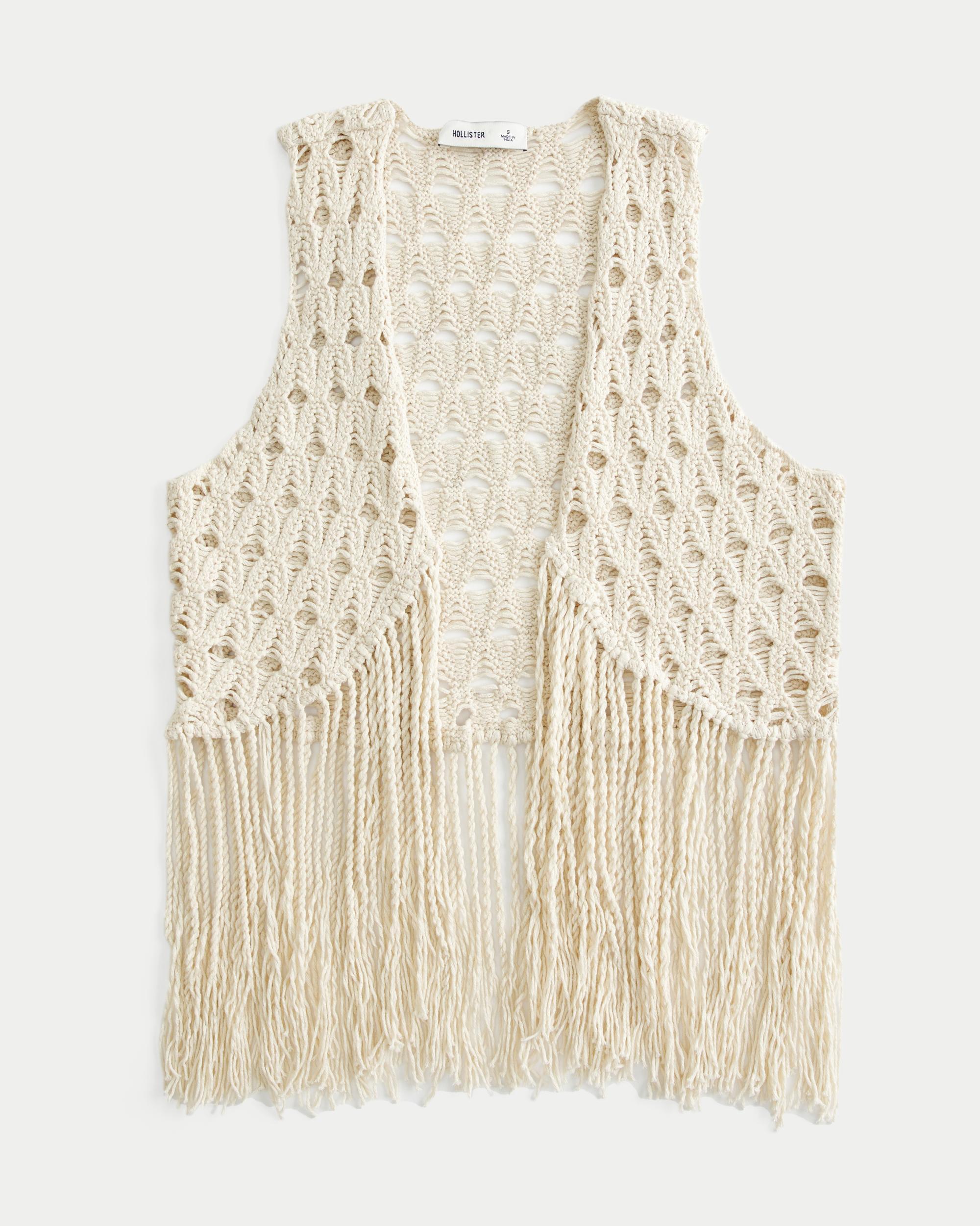 Easy Crochet-Style Fringe Vest Product Image