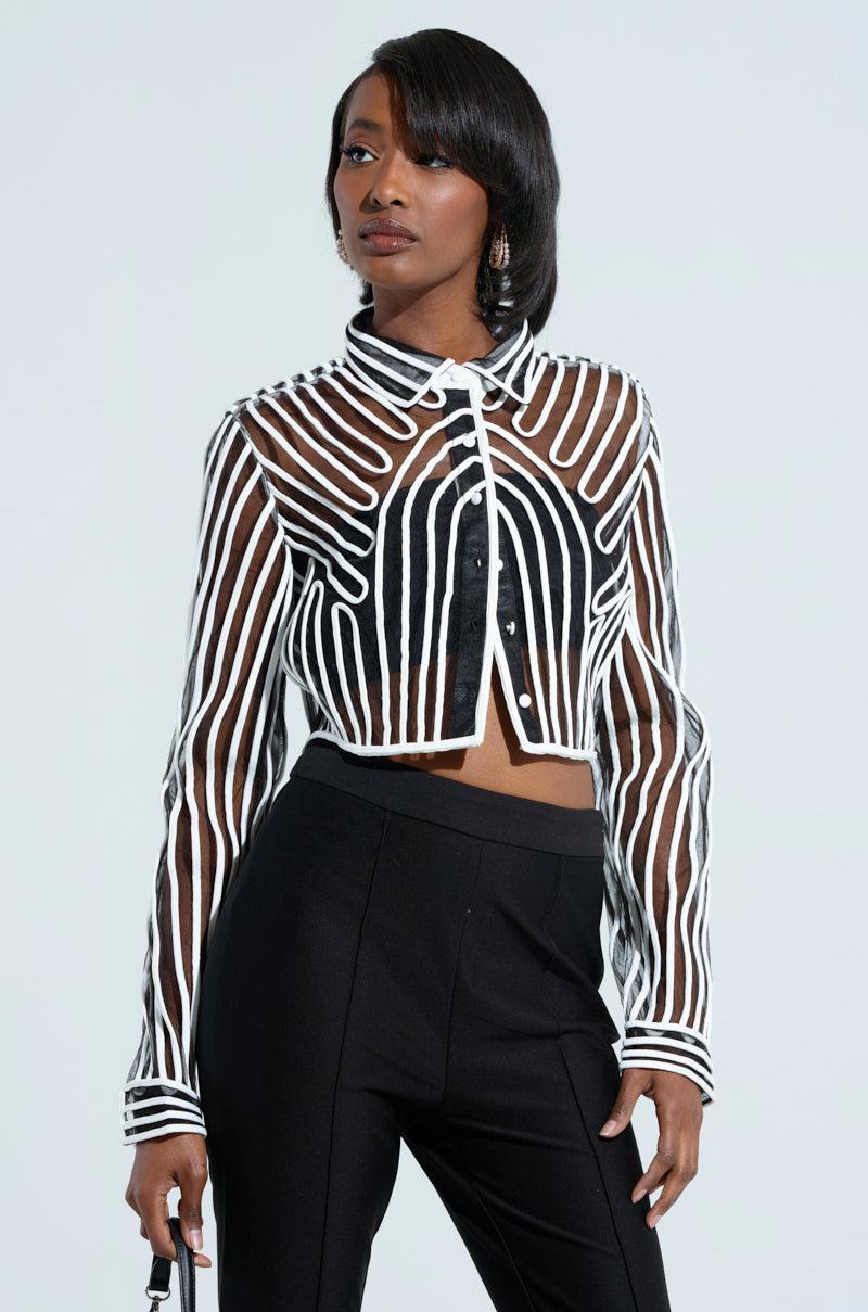 EVA LONG SLEEVE BUTTON DOWN STRIPED SHIRT Product Image