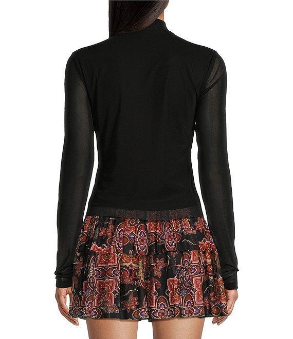 C&V Chelsea & Violet Knit Rosette Mesh Top Product Image