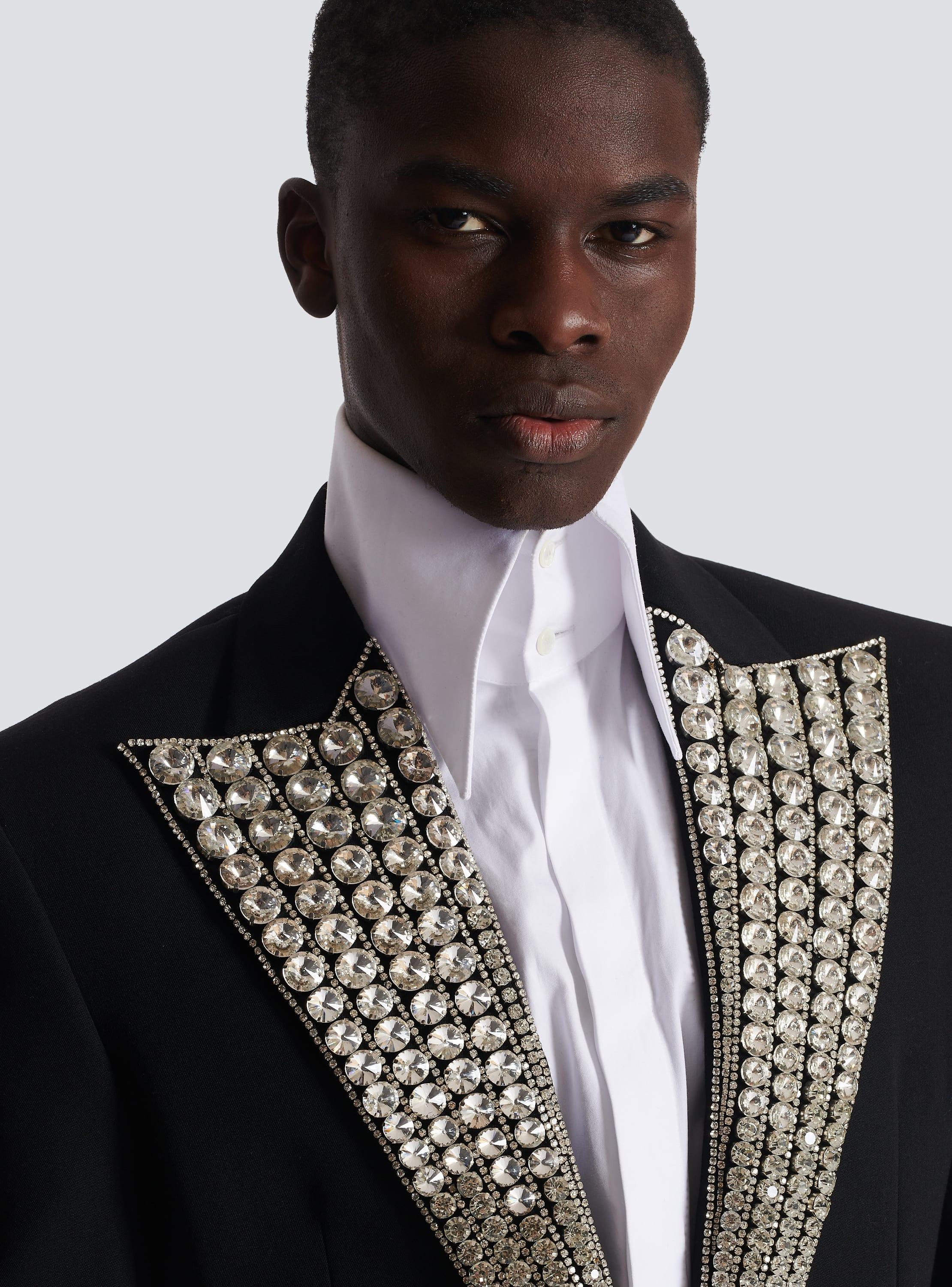 Jacket with crystal-embellished collar Product Image