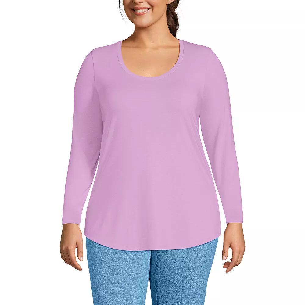 Plus Size Lands' End Long Sleeve Power Performance Tunic Tee, Women's, Size: 3XL, Black Pinstripe Product Image