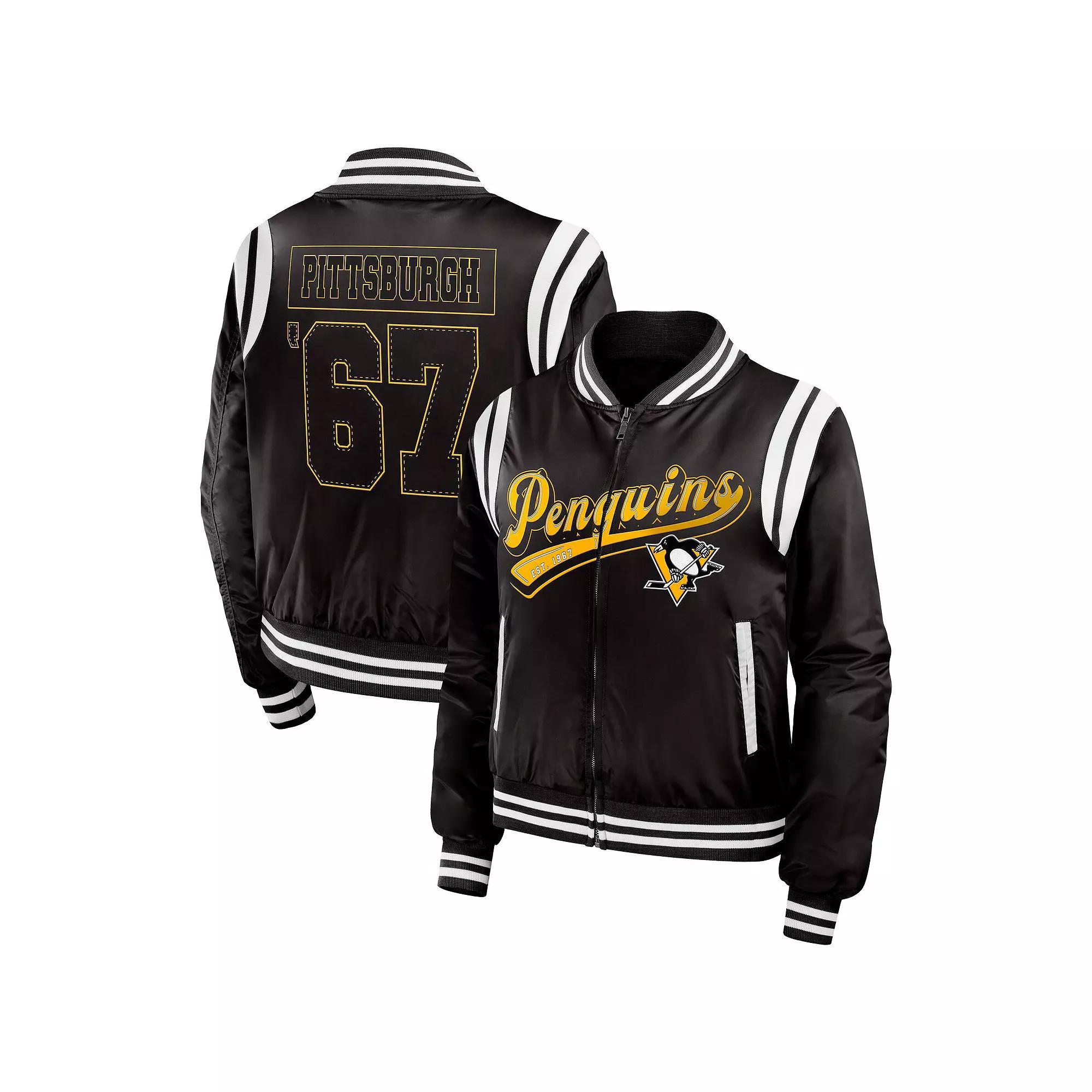 Women's WEAR by Erin Andrews Black Pittsburgh Penguins Baller Full-Zip Bomber Jacket,  Product Image
