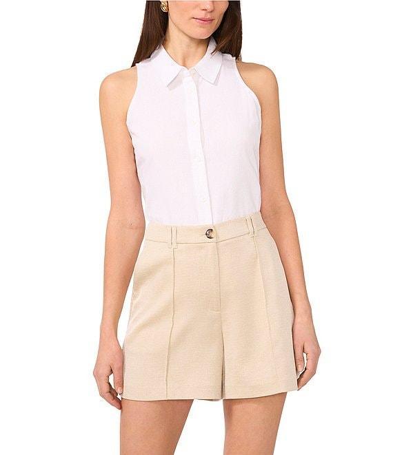 Vince Camuto Point Collar Sleeveless Button Down Blouse Product Image