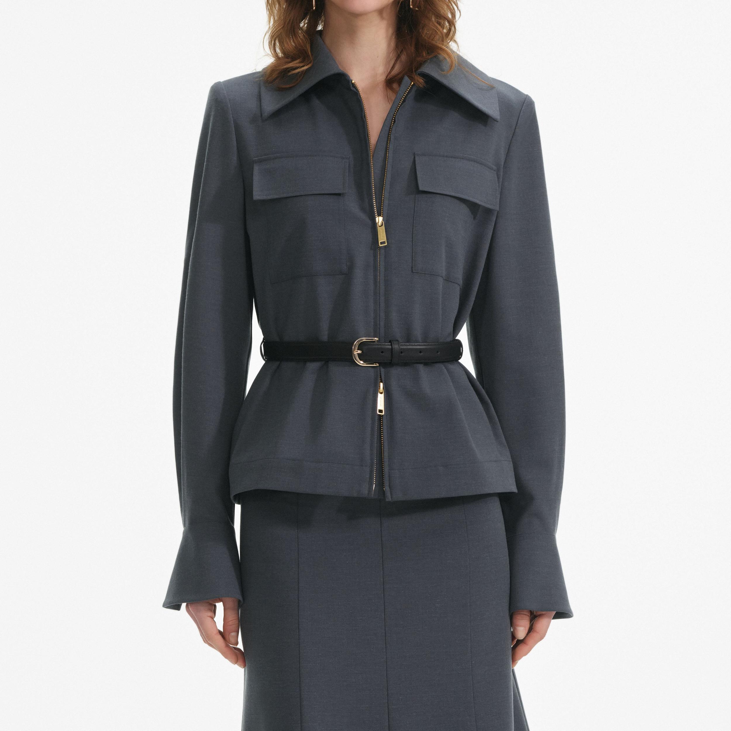 Grey Twill Midi Dress Product Image