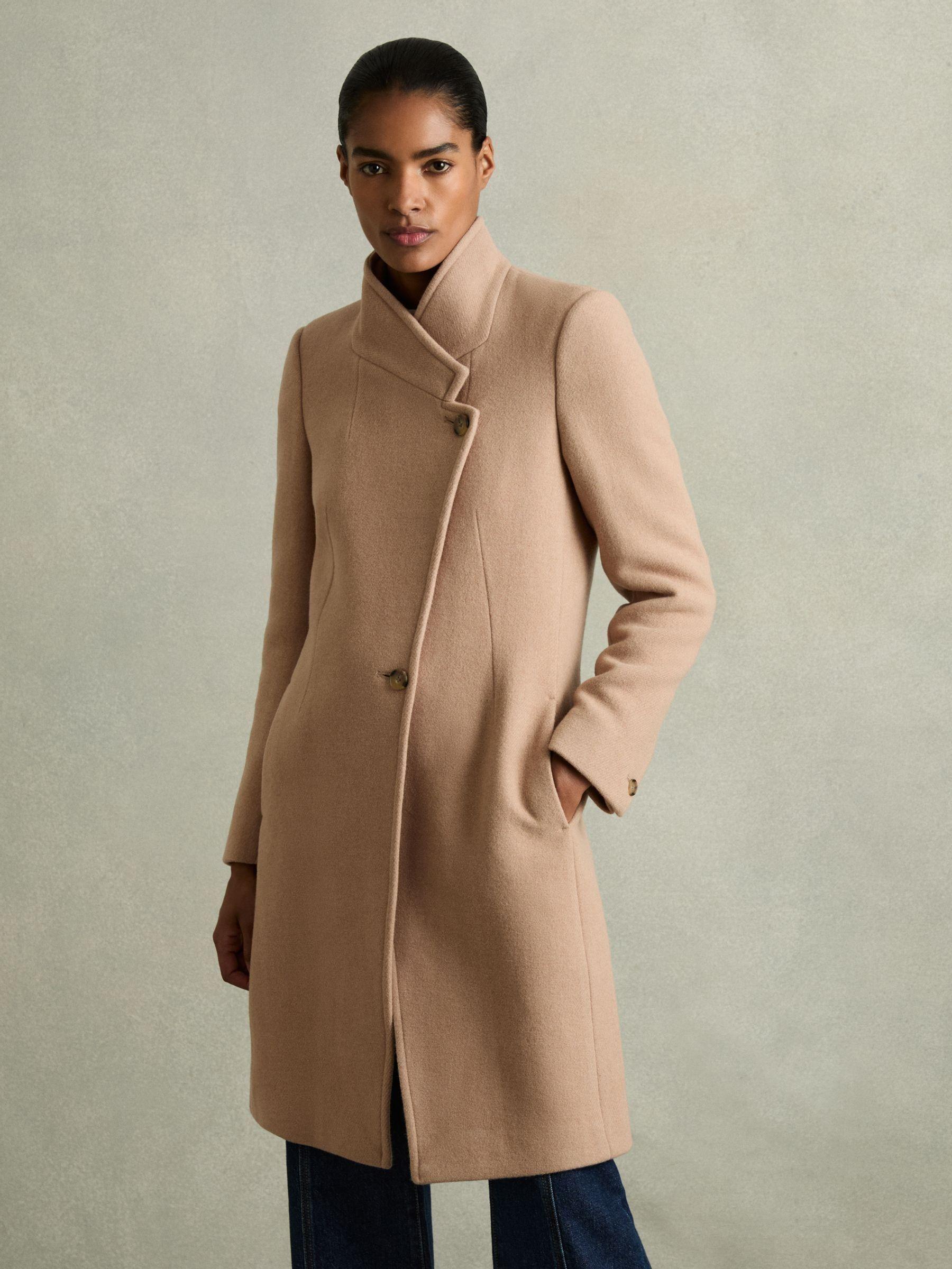 Wool Blend Longline Double Breasted Coat in Light Camel Product Image