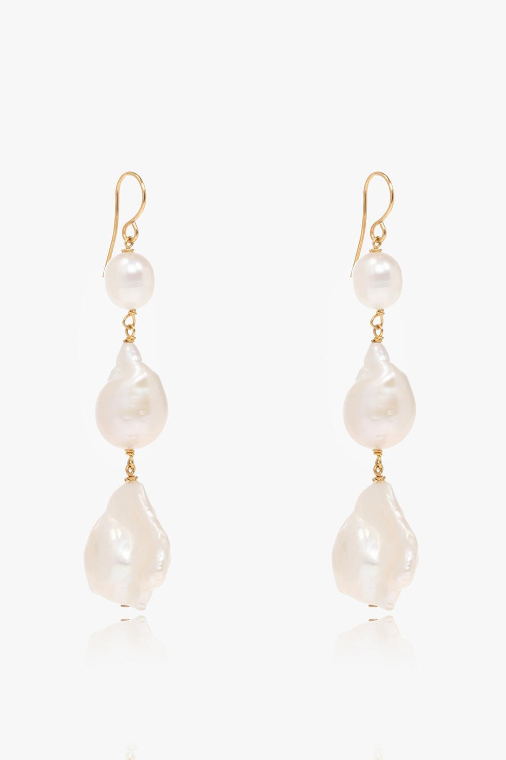 JIL SANDER Pearl Drop Earrings In White Product Image