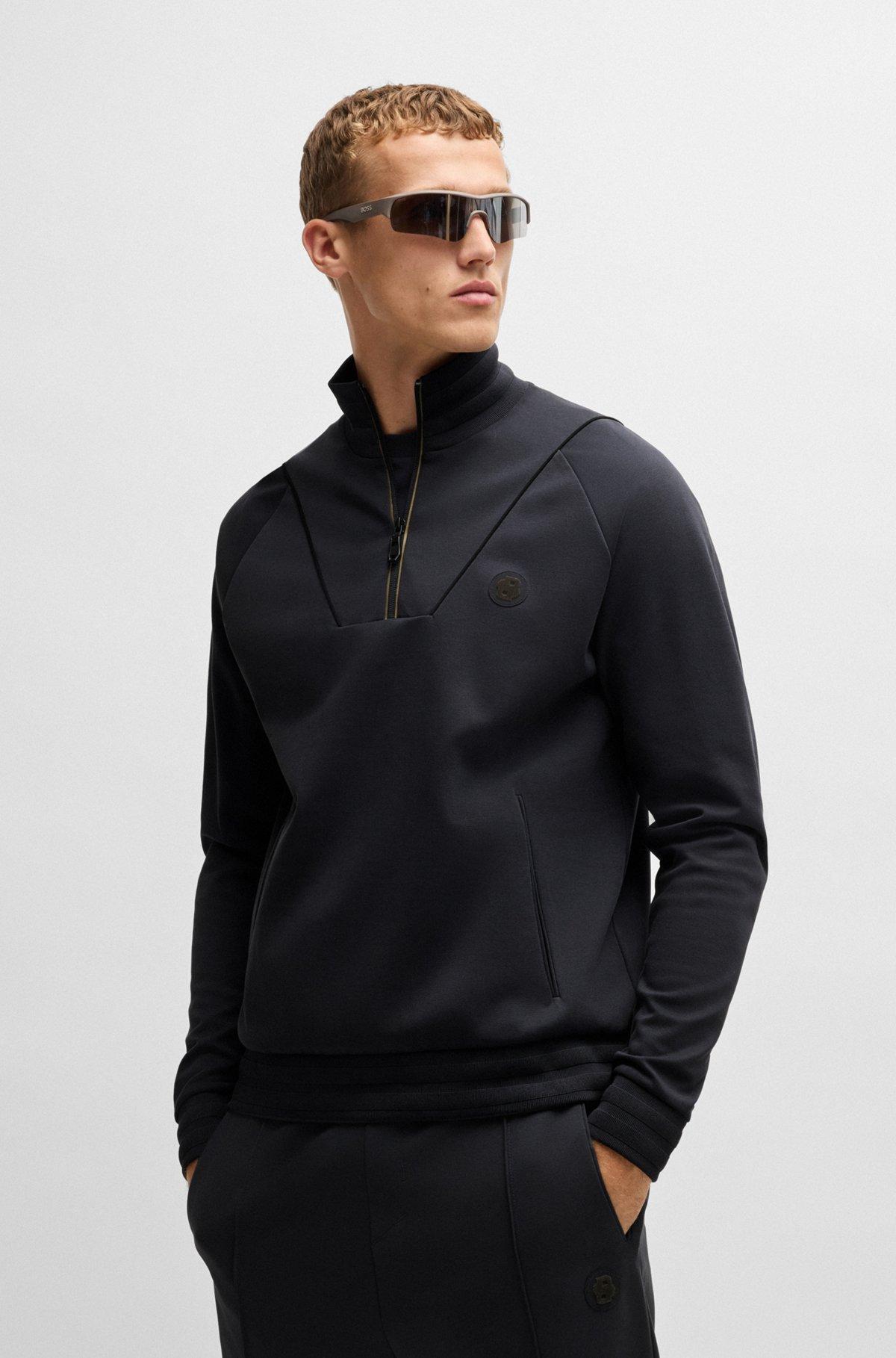 Cotton zip-neck sweatshirt with Double B monogram Product Image