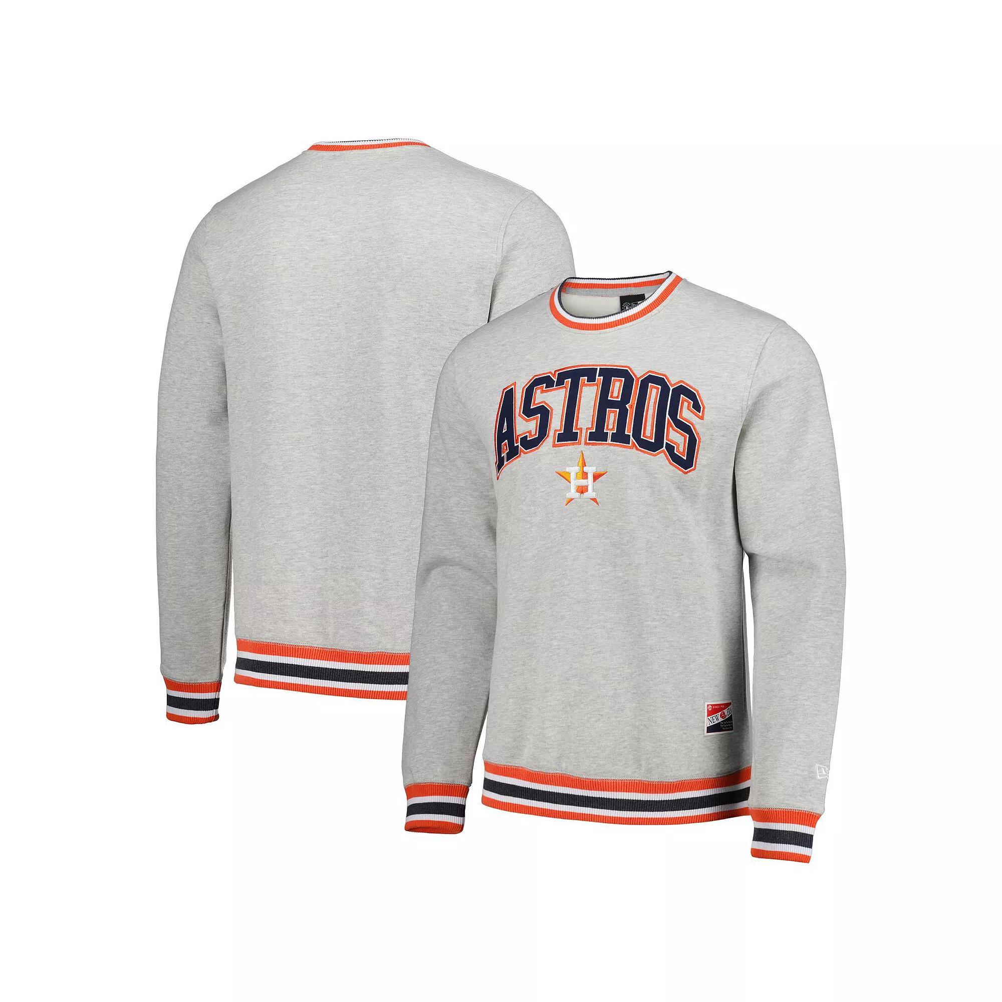 Men's New Era Heather Gray Houston Astros Throwback Classic Pullover Sweatshirt, Size: 3XL, Grey Product Image