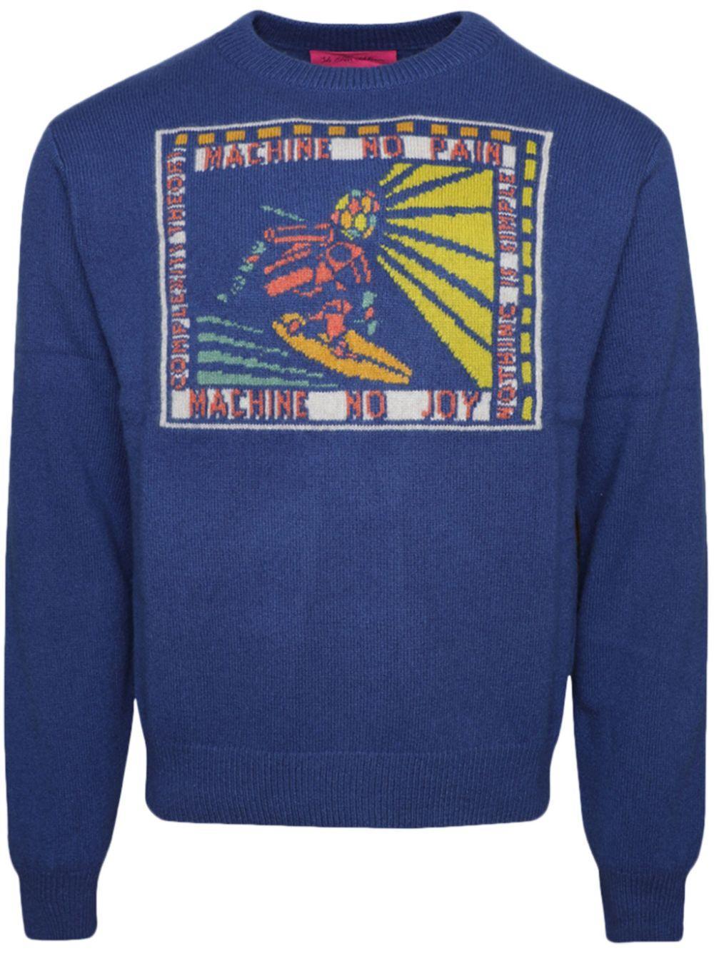 THE ELDER STATESMAN Blue Crewneck Sweatshirt In Blue Jay Product Image