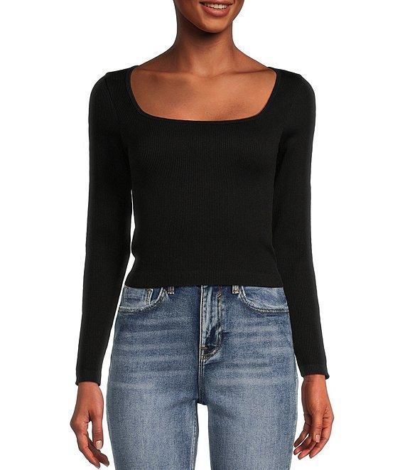 Moa Moa Seamless Ribbed Round Neck Long Sleeve Top Product Image
