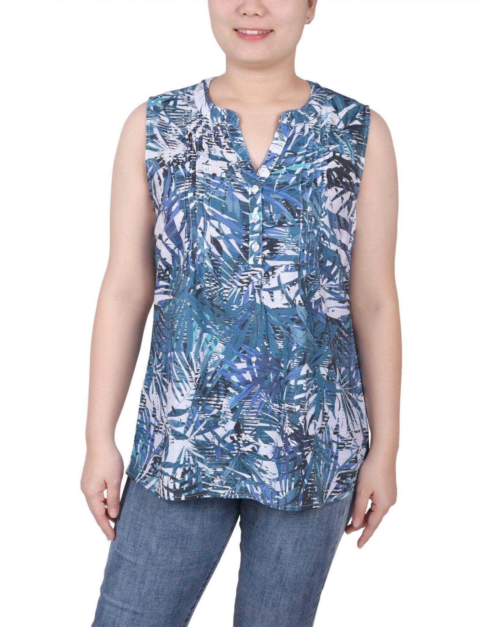 Sleeveless Pintucked Blouse - Petite Product Image