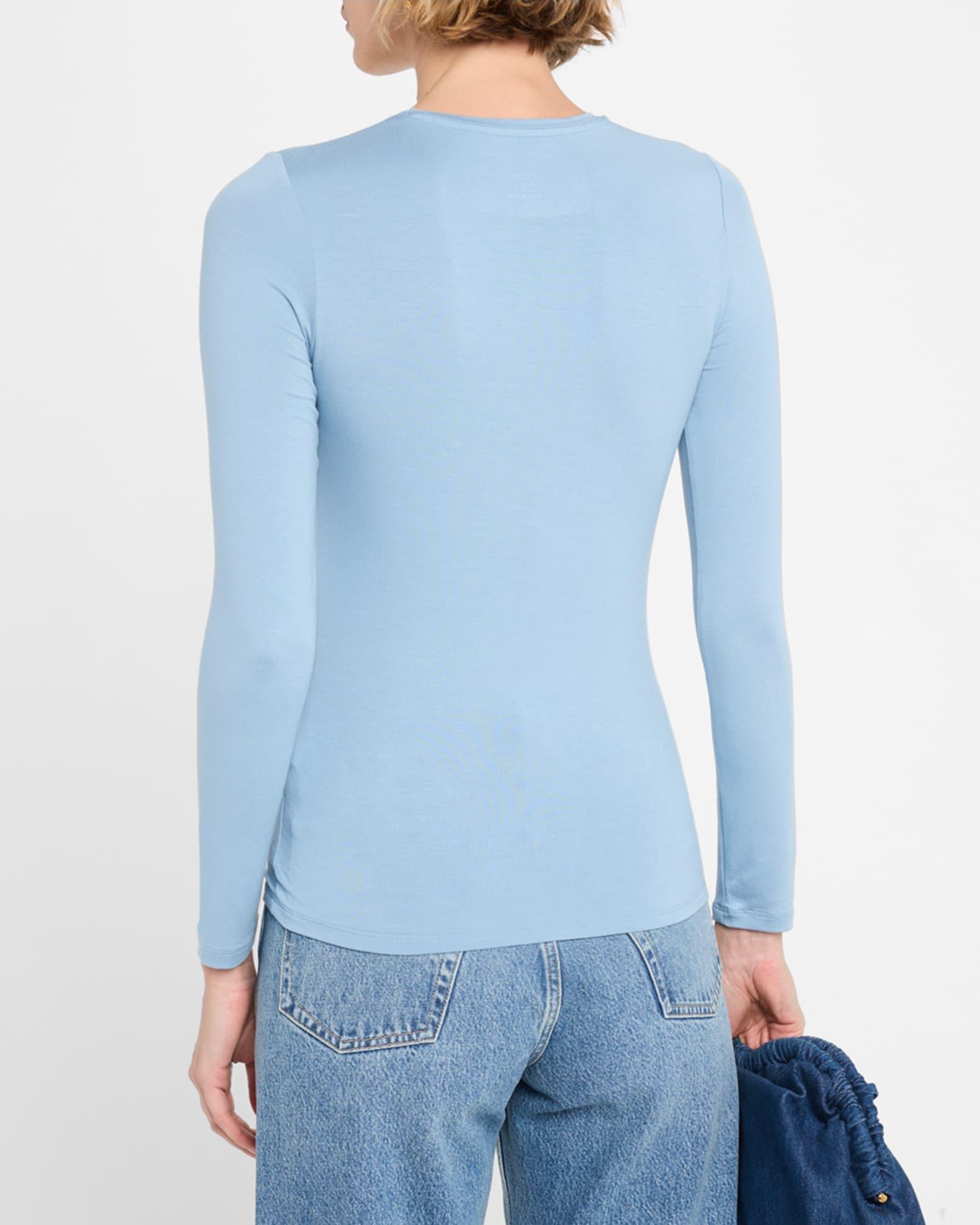 Soft Touch Flat-Edge Long-Sleeve Crewneck Top Product Image