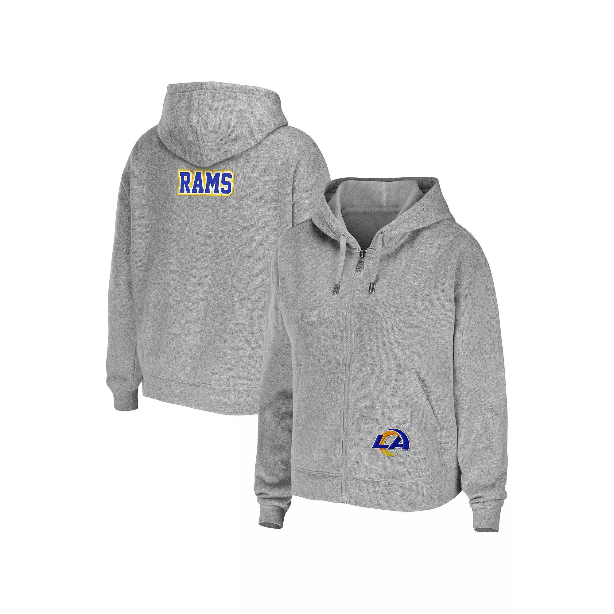 Women's WEAR by Erin Andrews Heathered Gray Los Angeles Rams Team Full-Zip Hoodie, Size: XS, Grey Product Image