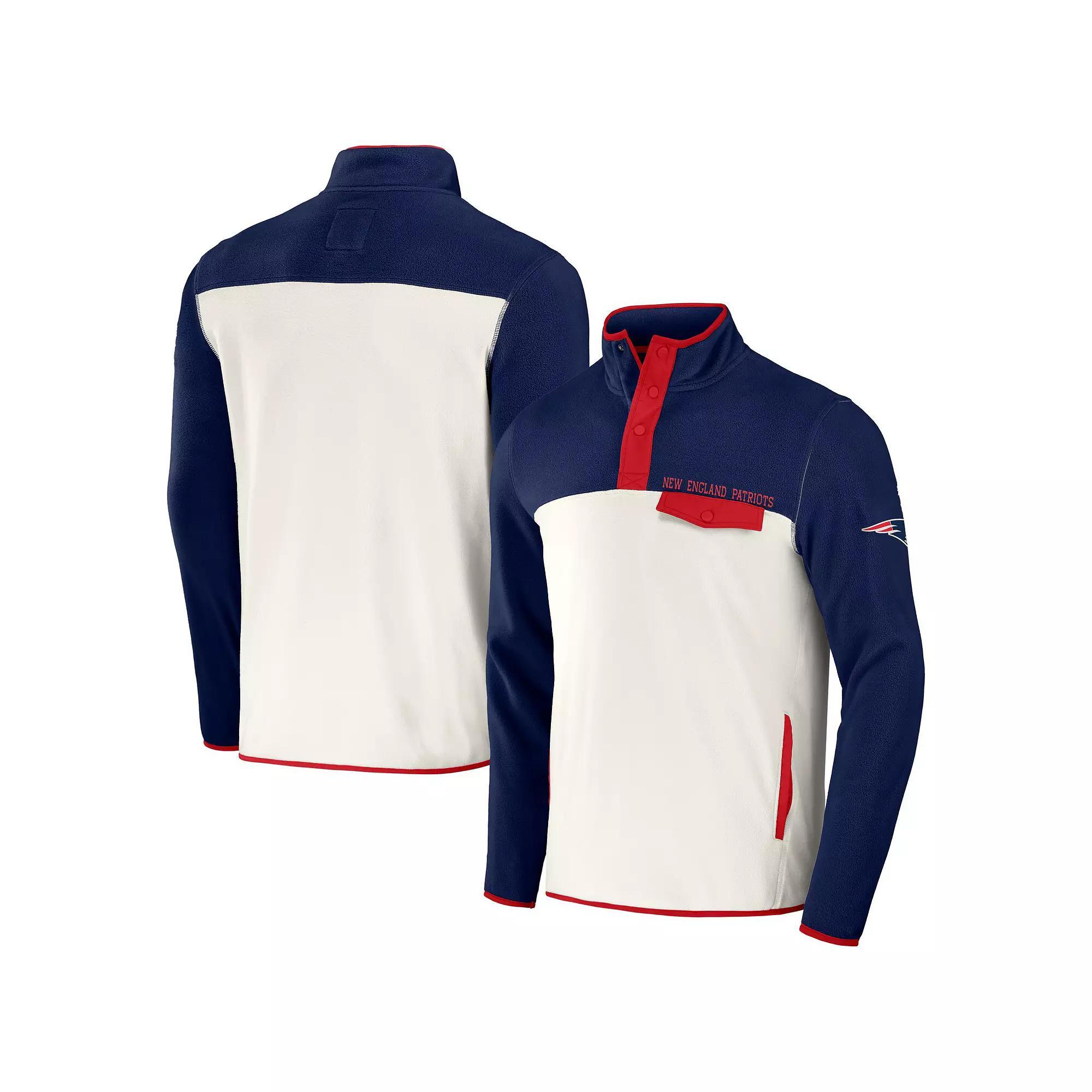 Men's NFL x Darius Rucker Collection by Fanatics Navy/Cream New England Patriots Micro Fleece Quarter-Snap Jacket, Size: Medium, Blue Product Image