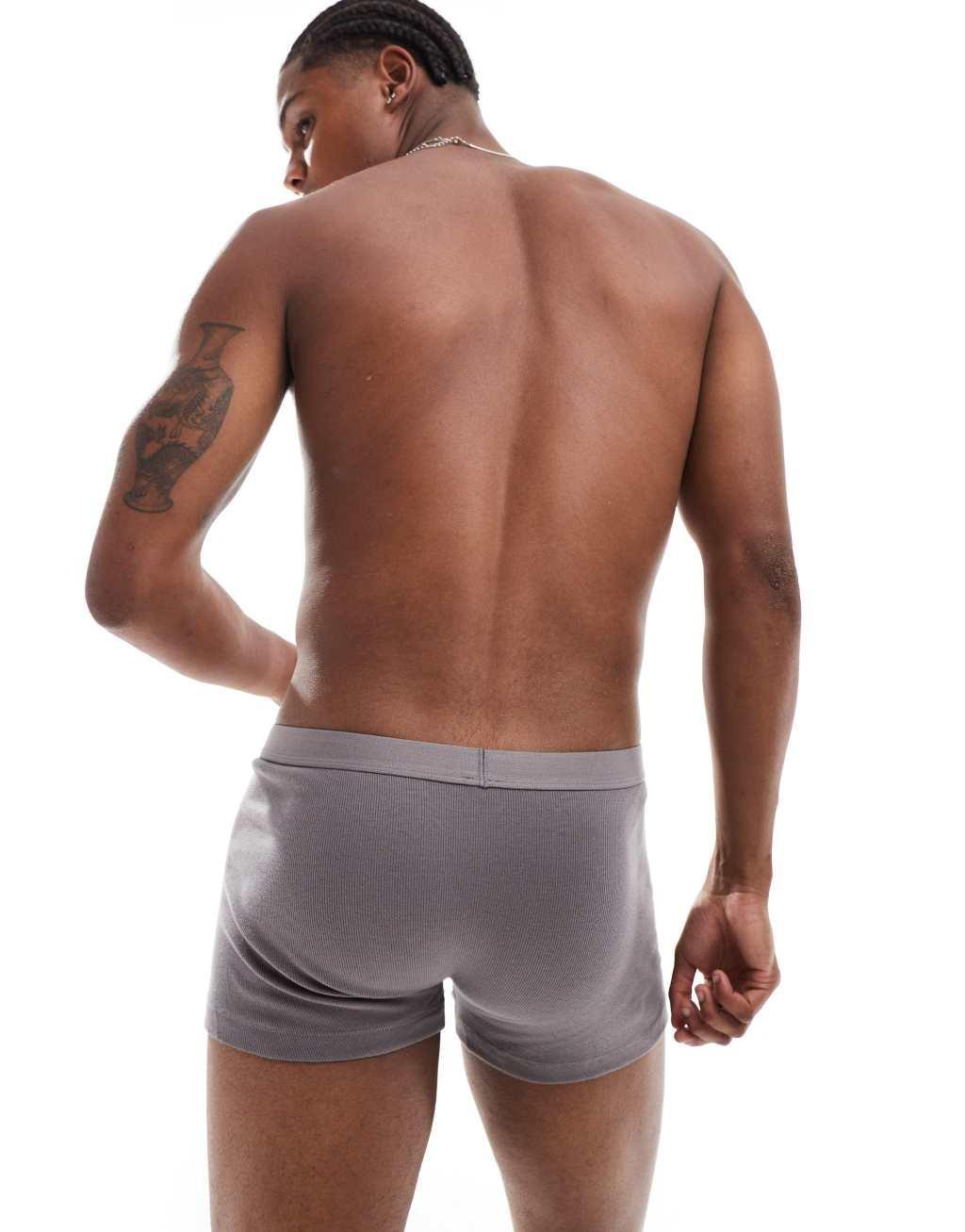 ASOS DESIGN capsule collection ribbed boxer briefs in charcoal Product Image