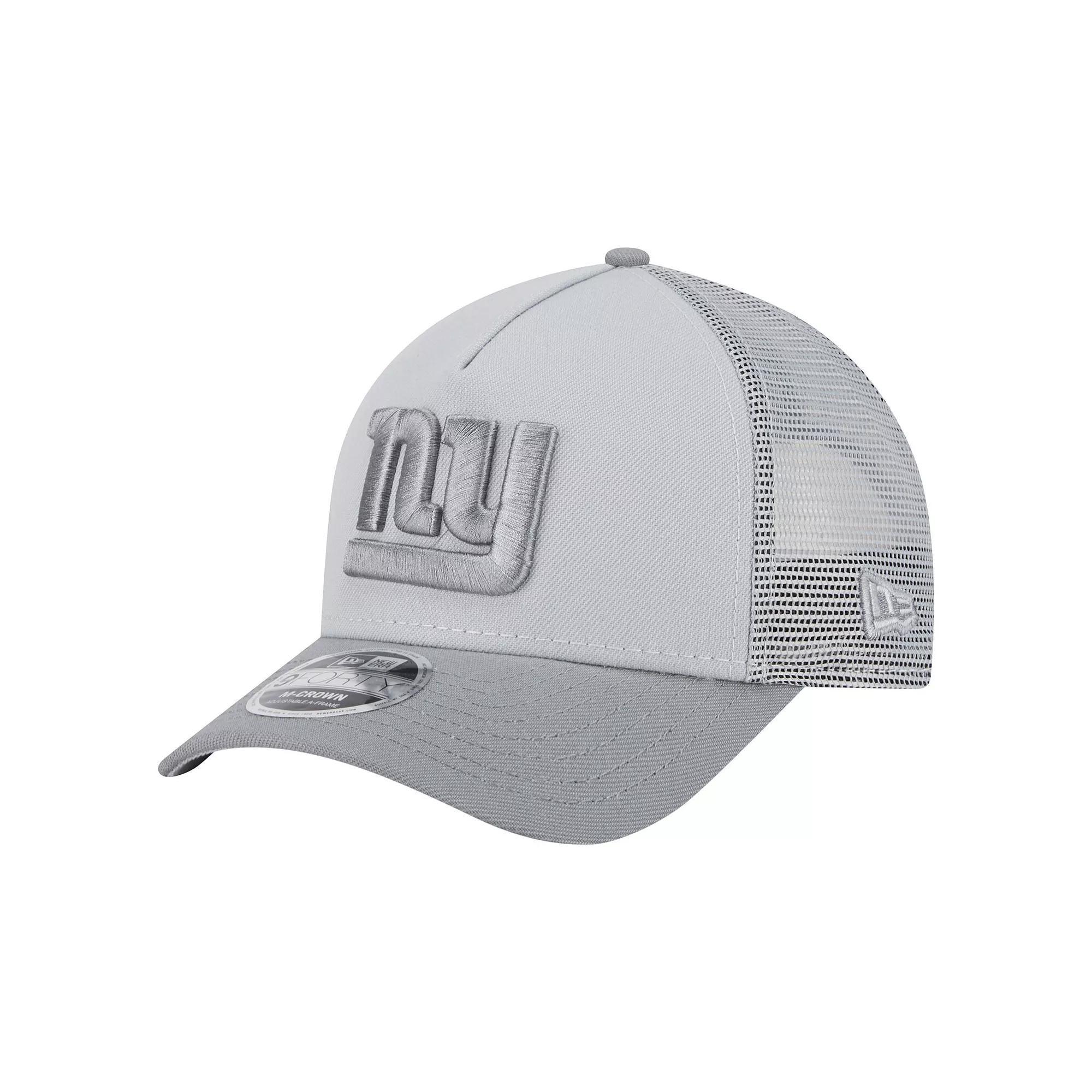 Men's New Era Gray New York Giants Domain A-Frame Trucker 9FORTY Adjustable Hat, Grey Product Image