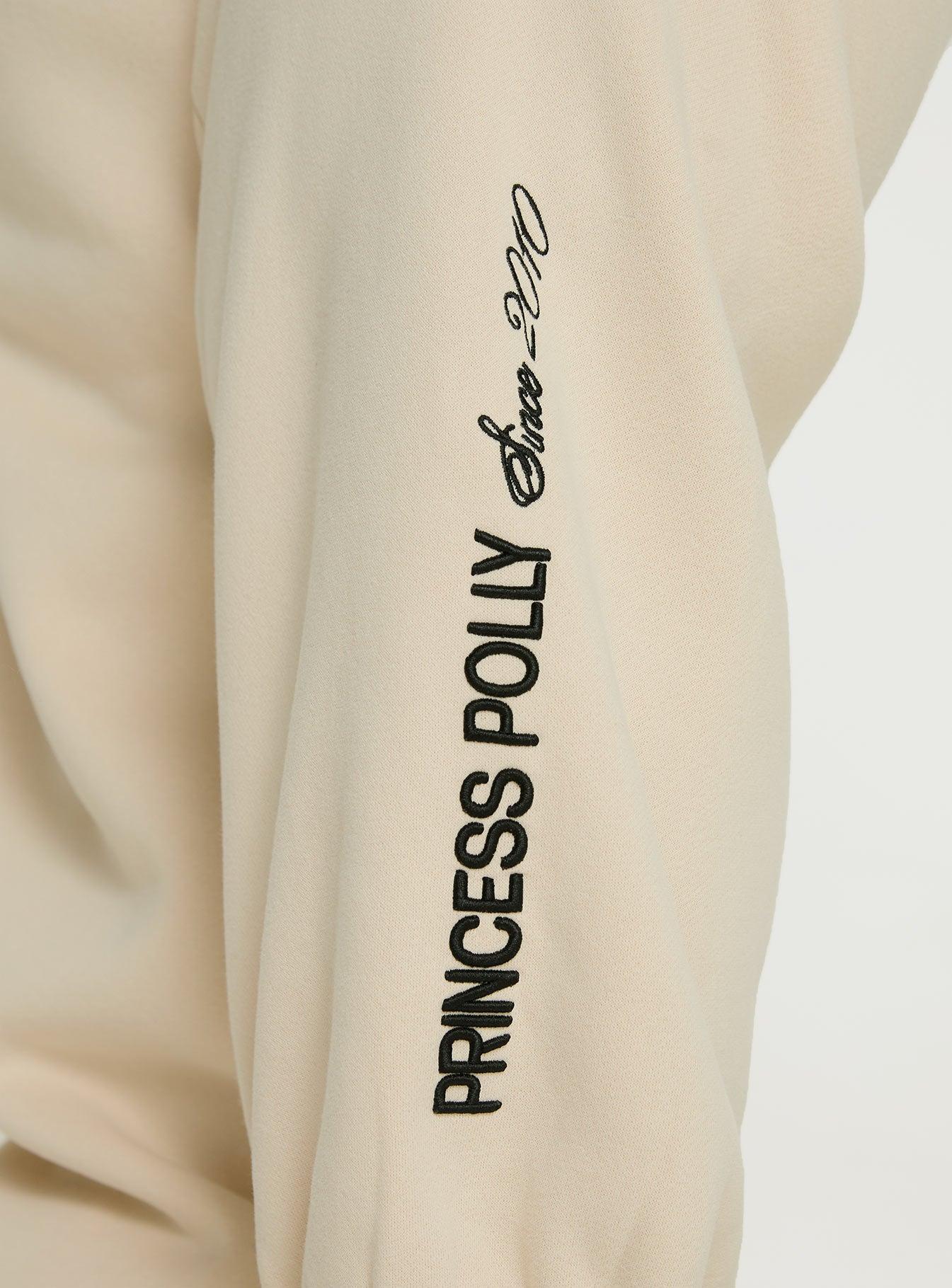 Princess Polly Crew Neck Sweatshirt Block / Cursive Text Stone Curve Product Image