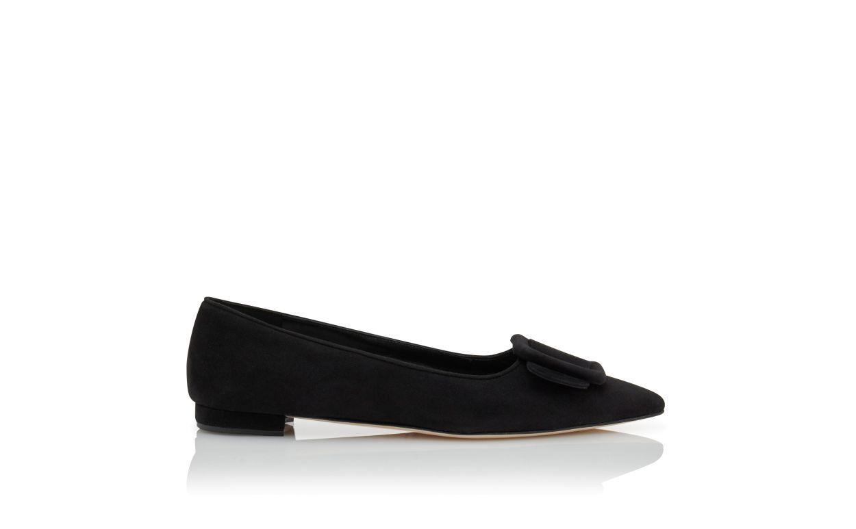 MAYSALEPUMPFLAT Black Suede Buckle Detail Flat Pumps Product Image