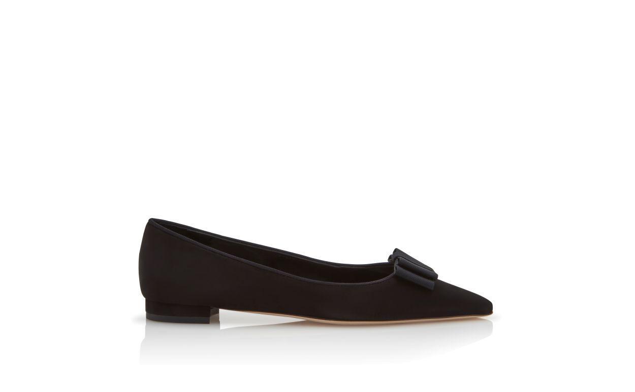 READORFLAT Black Suede Bow Detail Ballerina Flats  Product Image