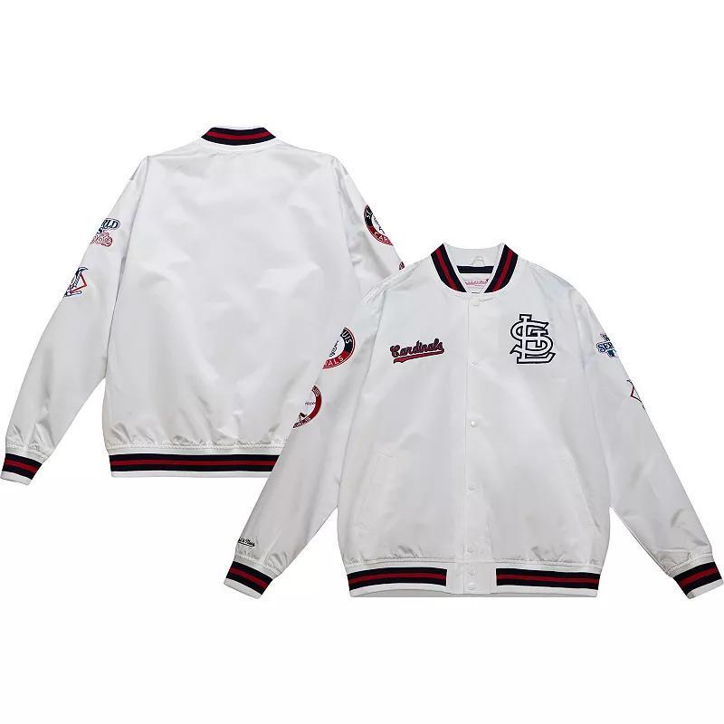 Men's Mitchell & Ness White St. Louis Cardinals City Collection Satin Full-Snap Varsity Jacket, Size: Large Product Image