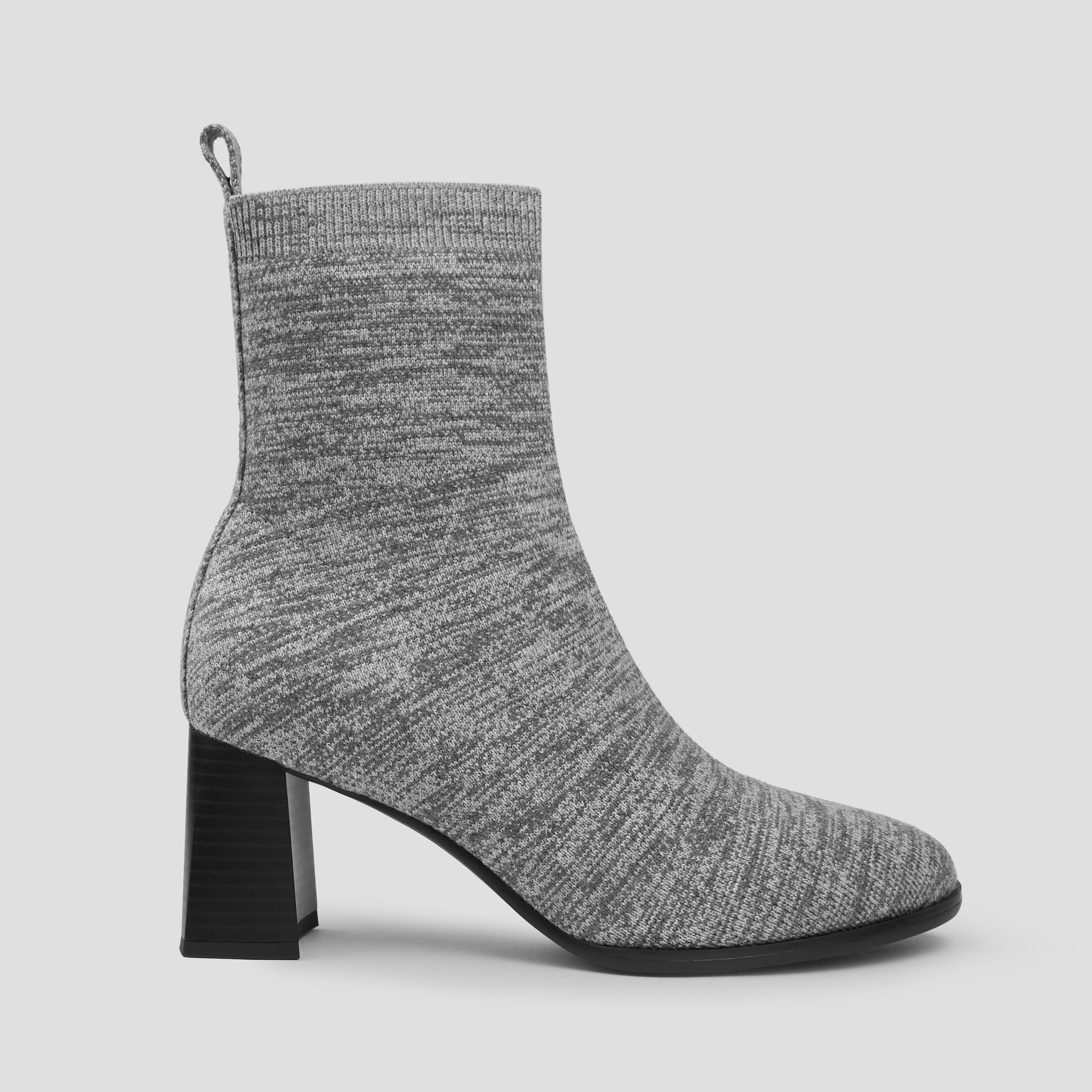 Round-Toe Wool Water-Repellent Heeled Boots (Thalita) Product Image