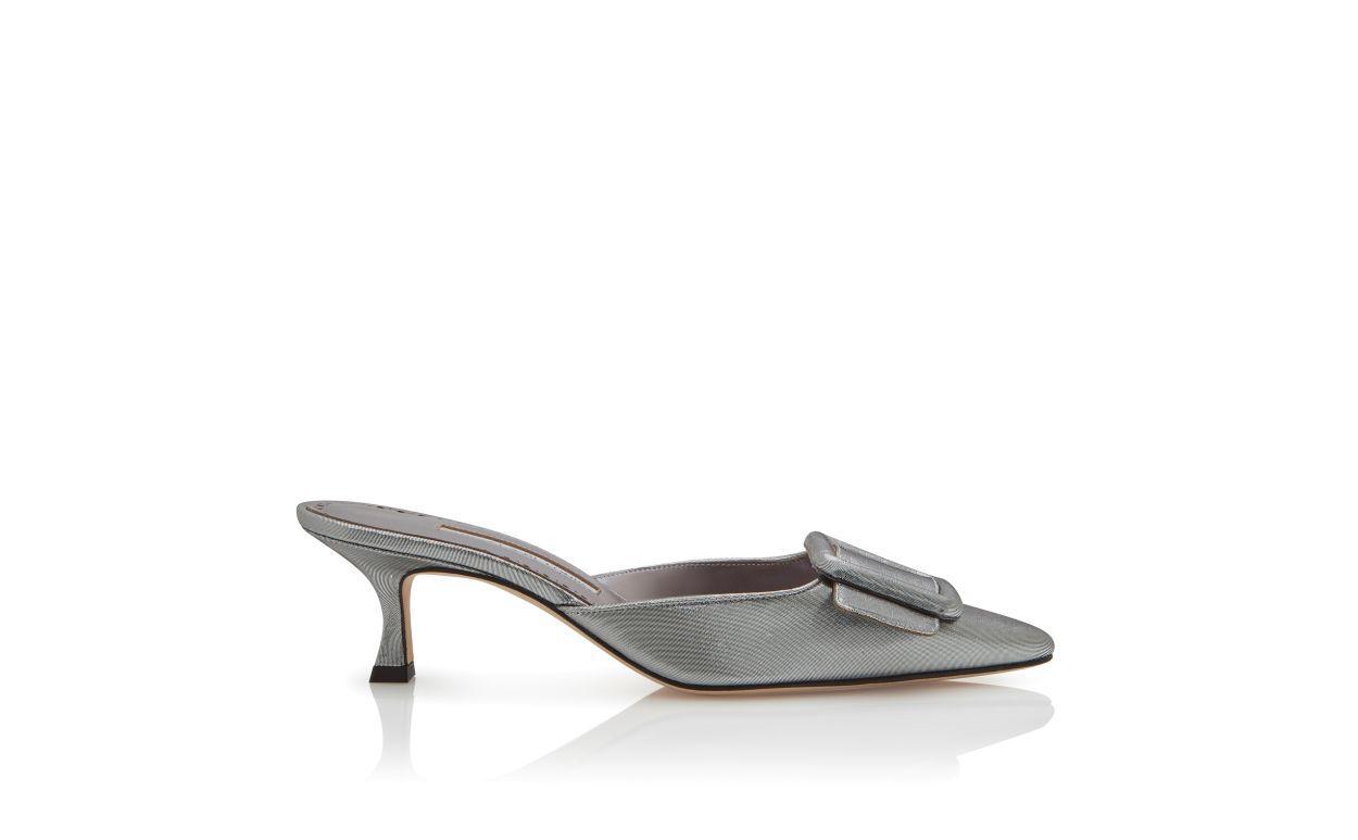 MAYSALE Graphite Cotton Buckle Detail Mules  Product Image