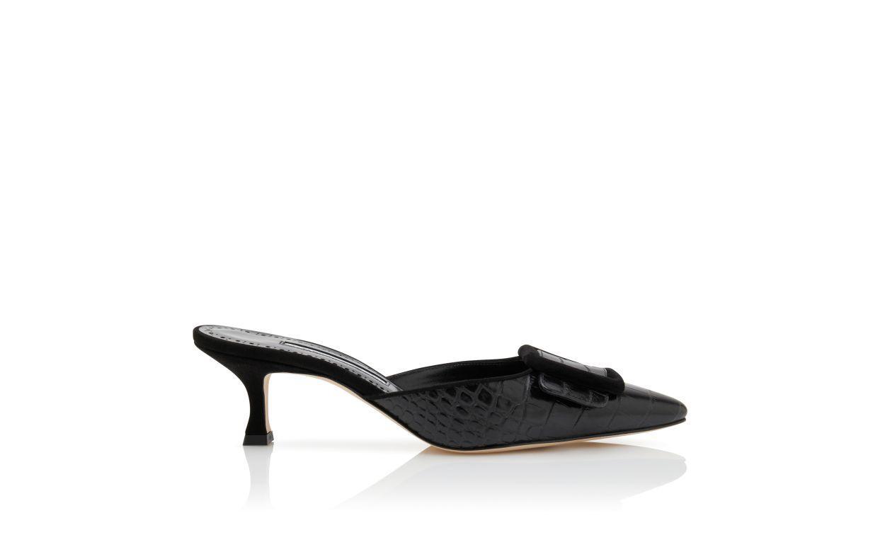 MAYSALEBI Black Calf Leather Buckle Detail Mules Product Image