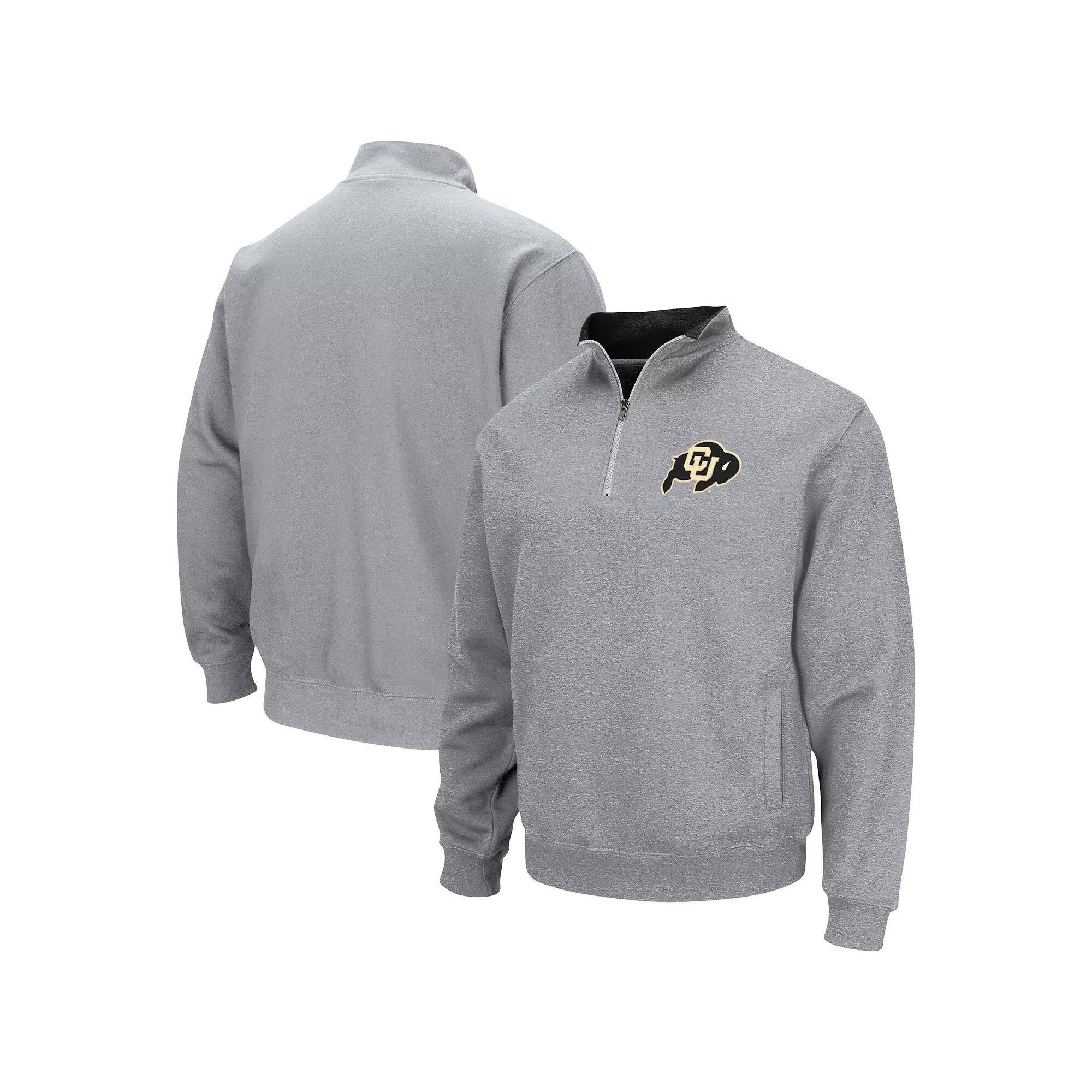 Men's Colosseum Heathered Gray Colorado Buffaloes Tortugas Team Logo Quarter-Zip Jacket,  Product Image