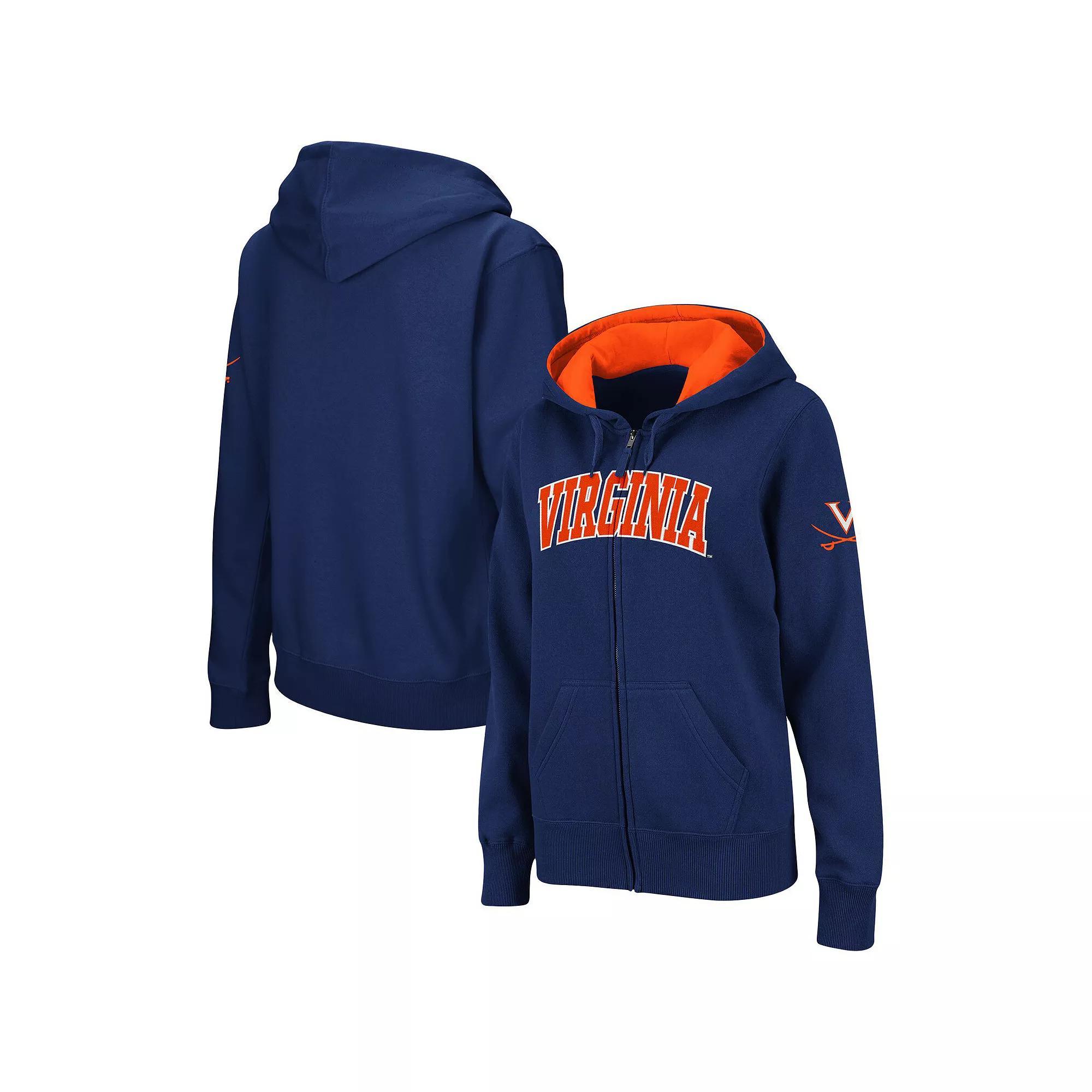 Women's Navy Virginia Cavaliers Arched Name Full-Zip Hoodie,  Product Image