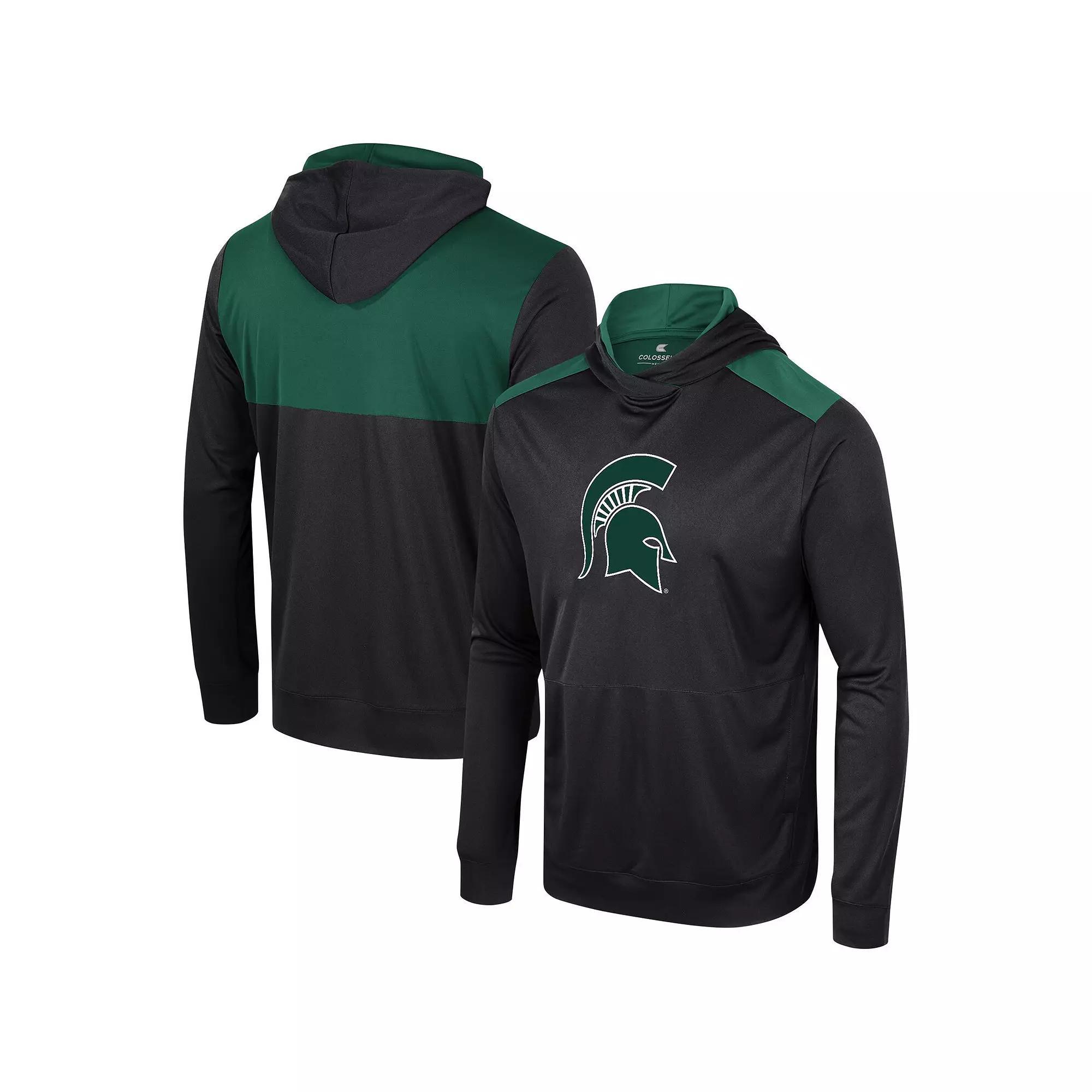 Men's Colosseum Black Michigan State Spartans Warm Up Long Sleeve Hoodie T-Shirt, Size: Medium Product Image