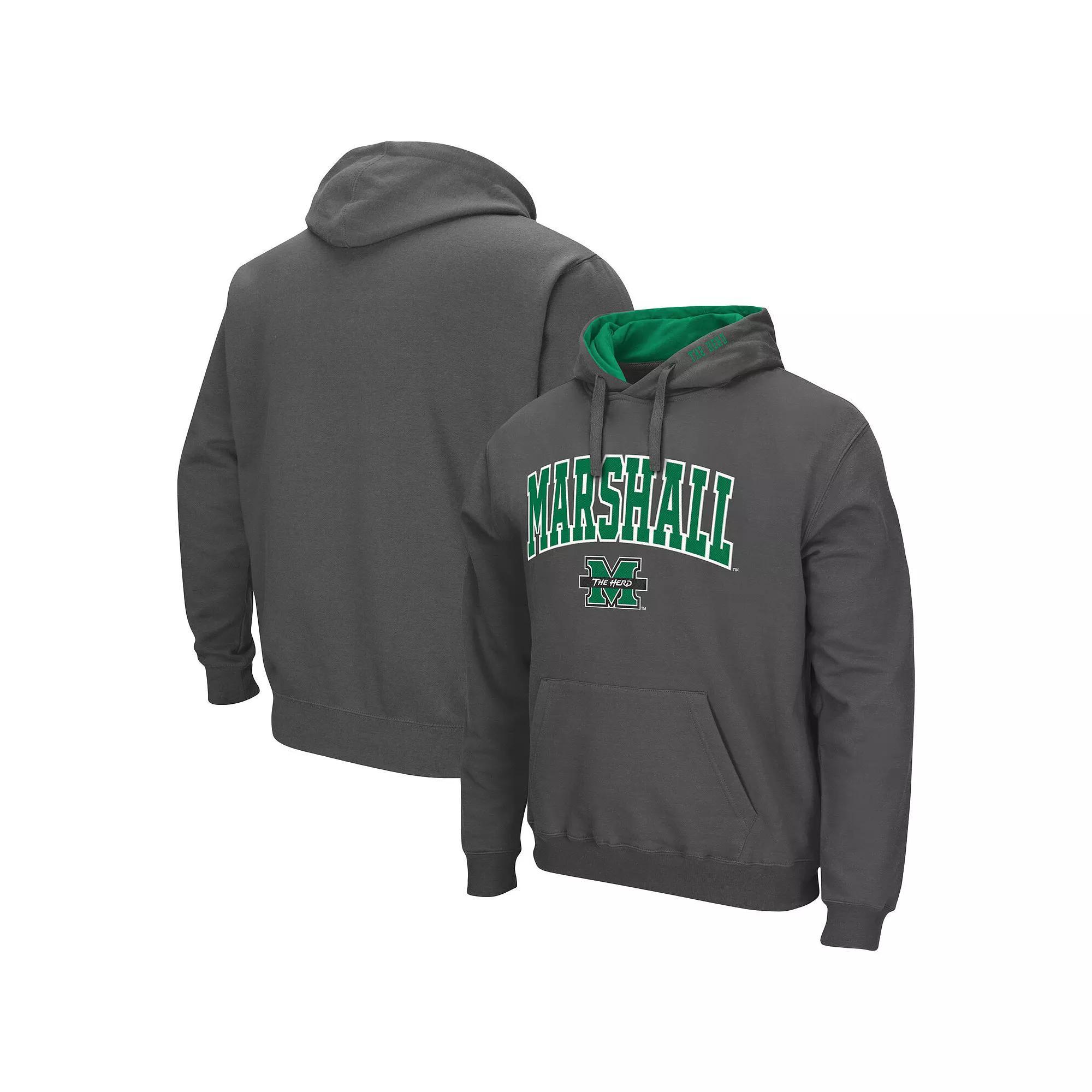 Men's Colosseum Charcoal Marshall Thundering Herd Arch and Logo Pullover Hoodie, Size: Small Product Image