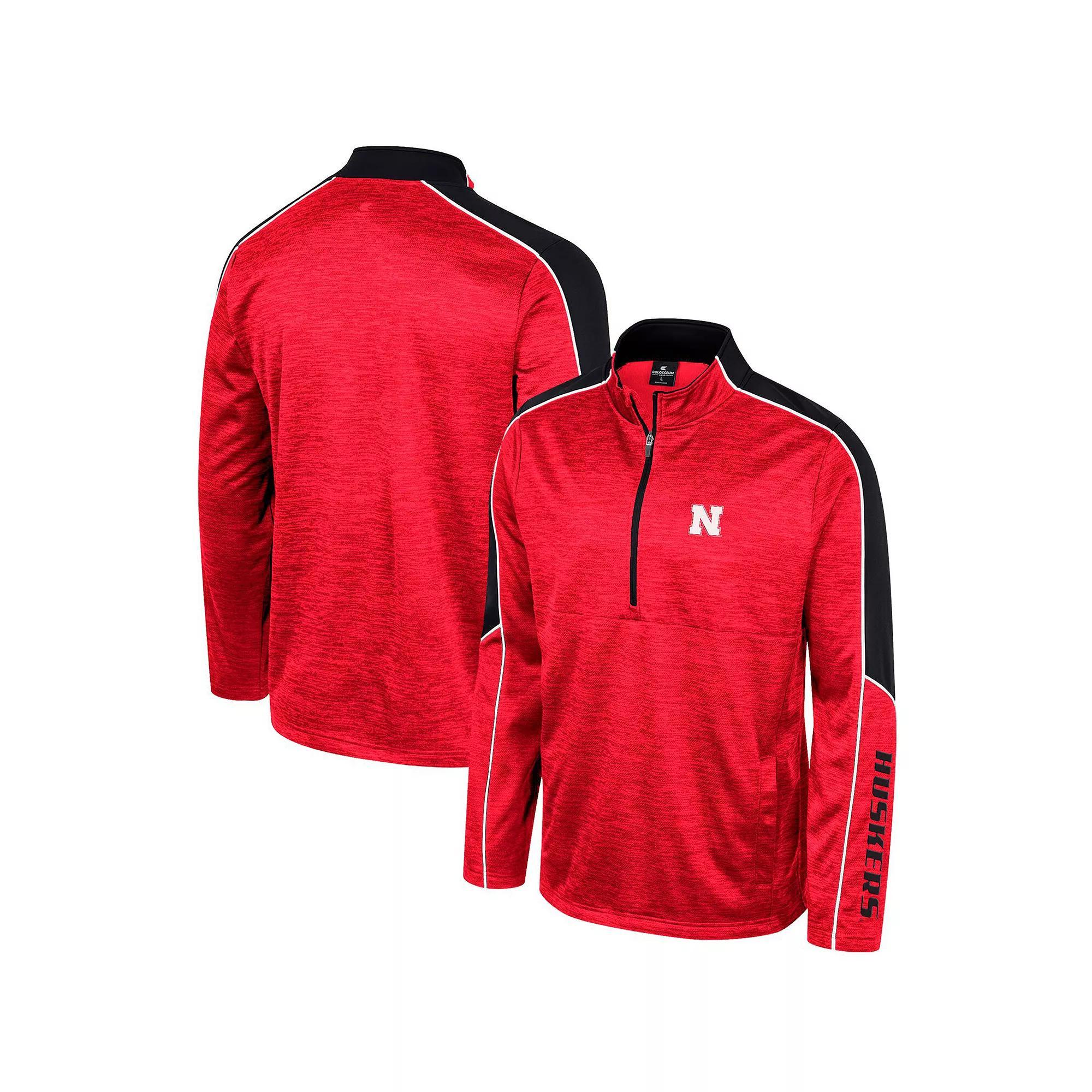 Men's Colosseum Red Nebraska Huskers Marled Half-Zip Jacket,  Product Image