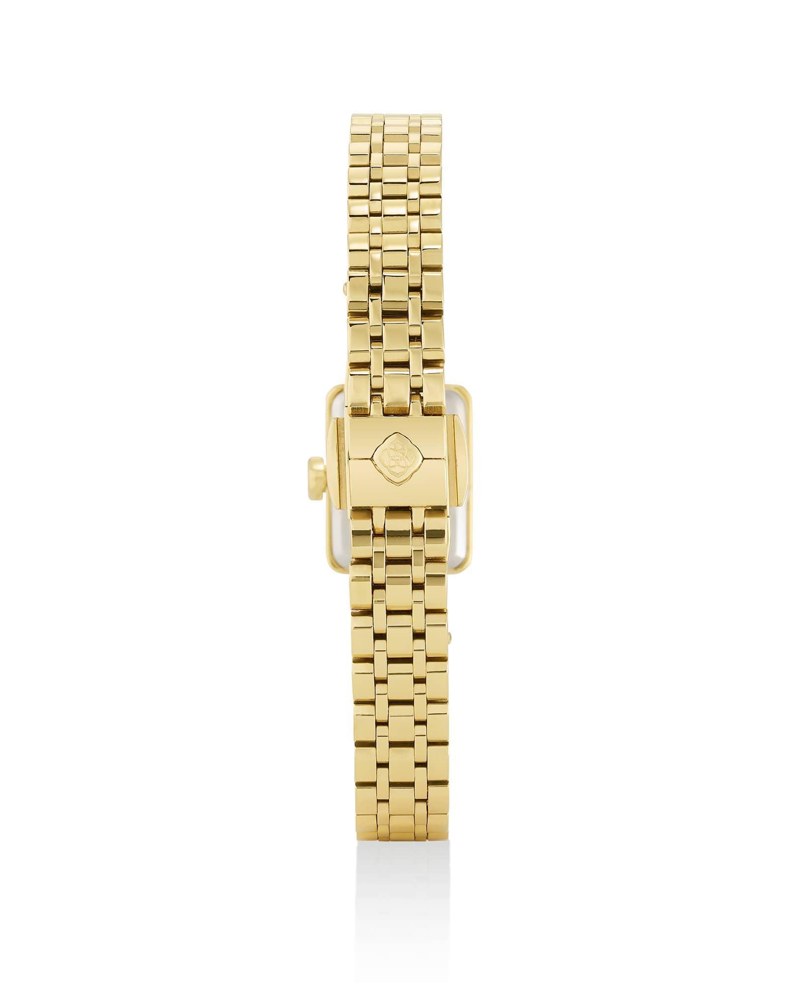 Adela Gold Tone Stainless Steel Watch in Black Mother-of-Pearl Product Image