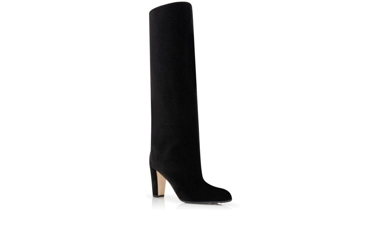 GARDA Black Velvet Knee High Boots Product Image