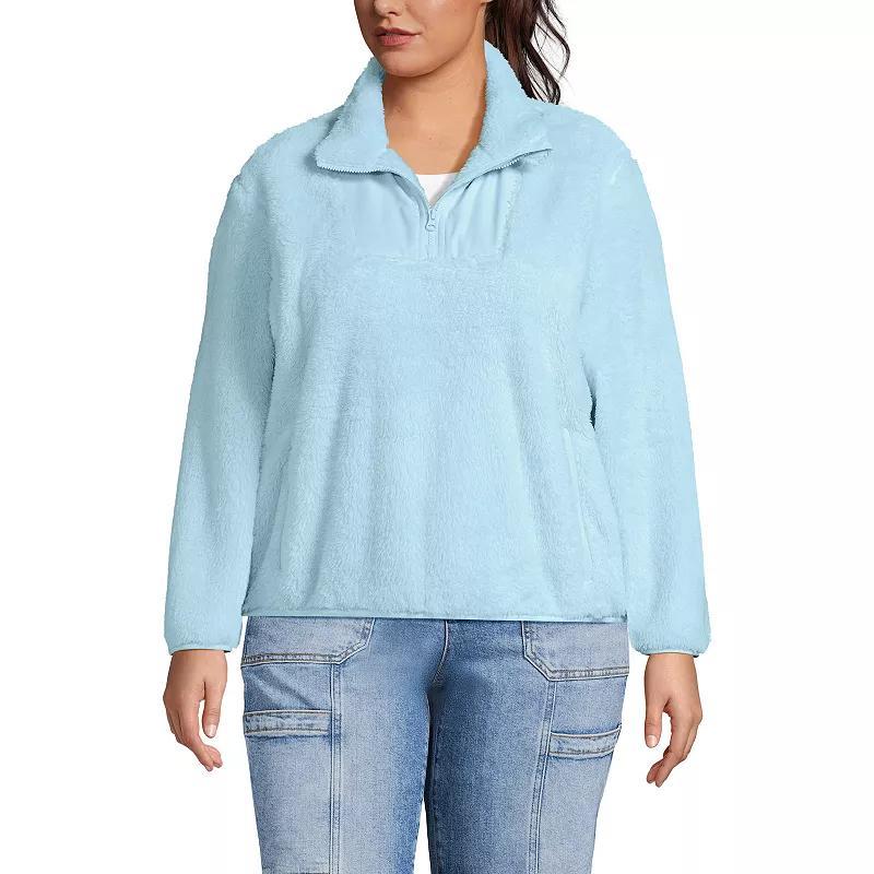 Plus Size Lands End Half-Zip Sherpa Fleece Pullover Sweater, Womens Product Image