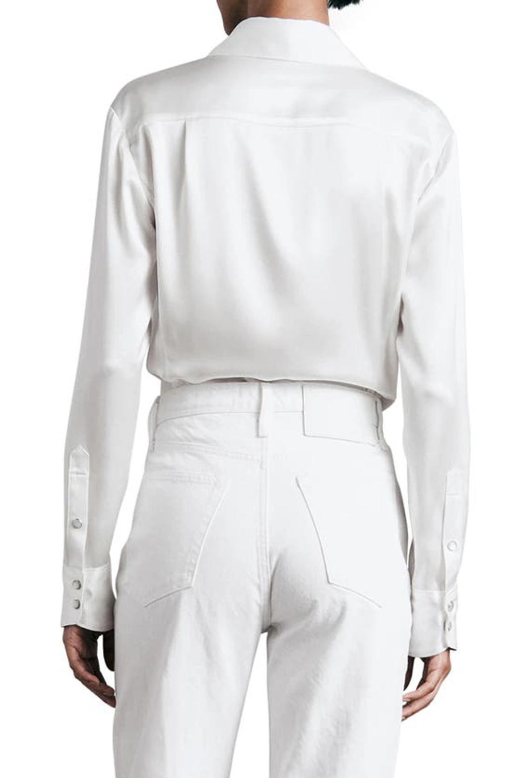 Antonia Satin Snap-front Shirt In White Product Image