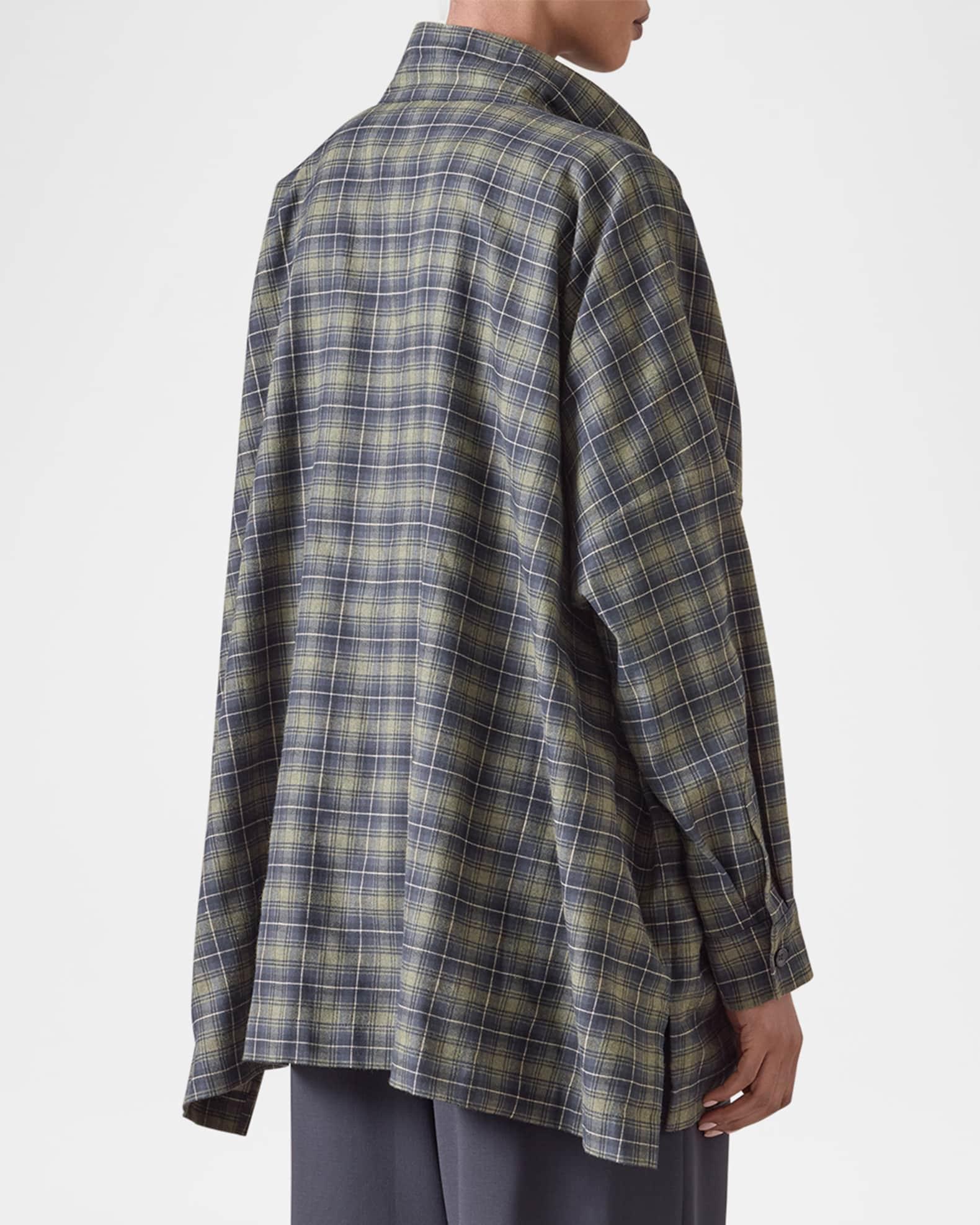 Wide Longer-Back Double Stand-Collar Shirt Jacket (Long Length) Product Image