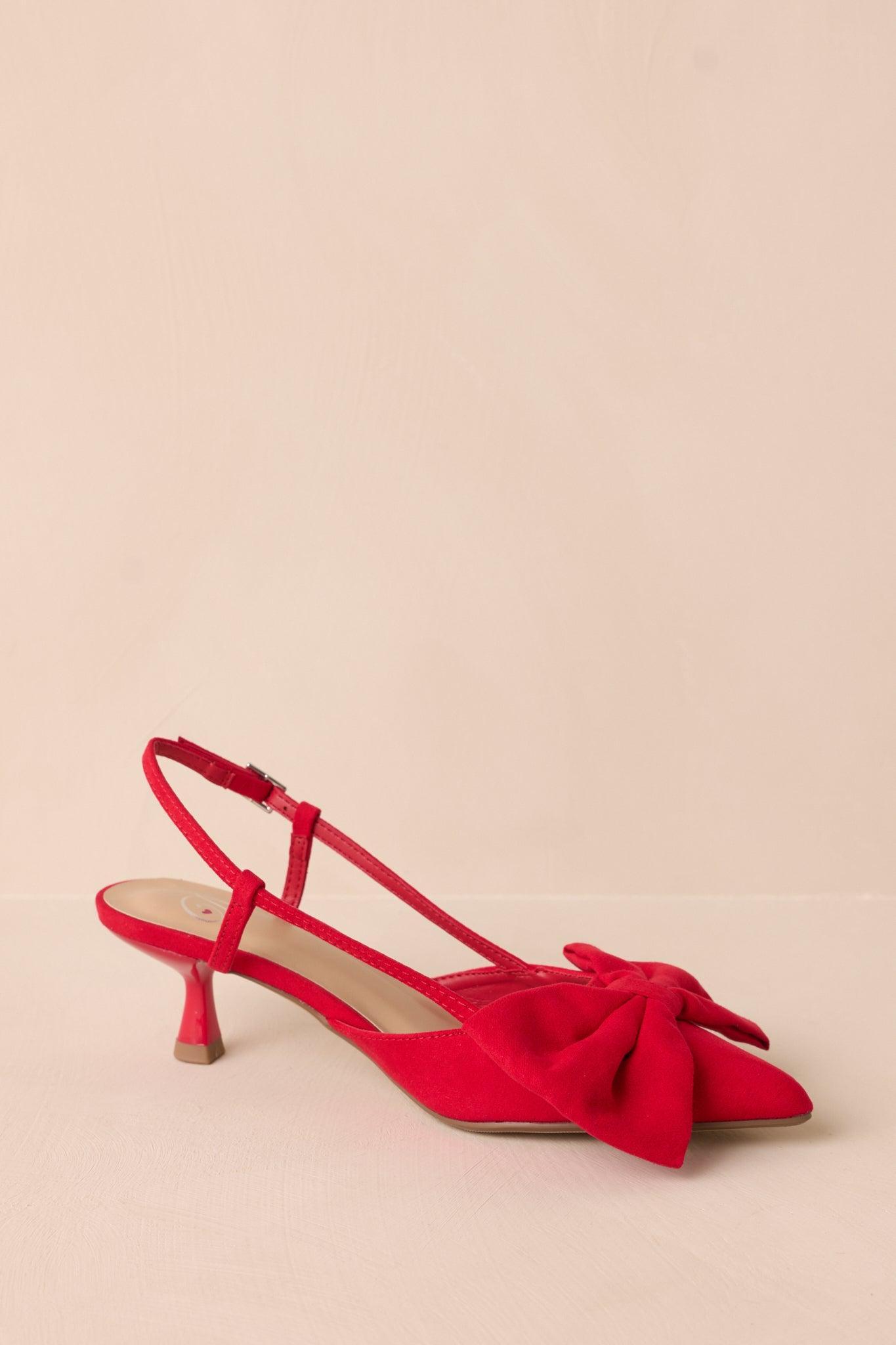 Wildest Dreams Red Pointed Toe Kitten Heels Product Image