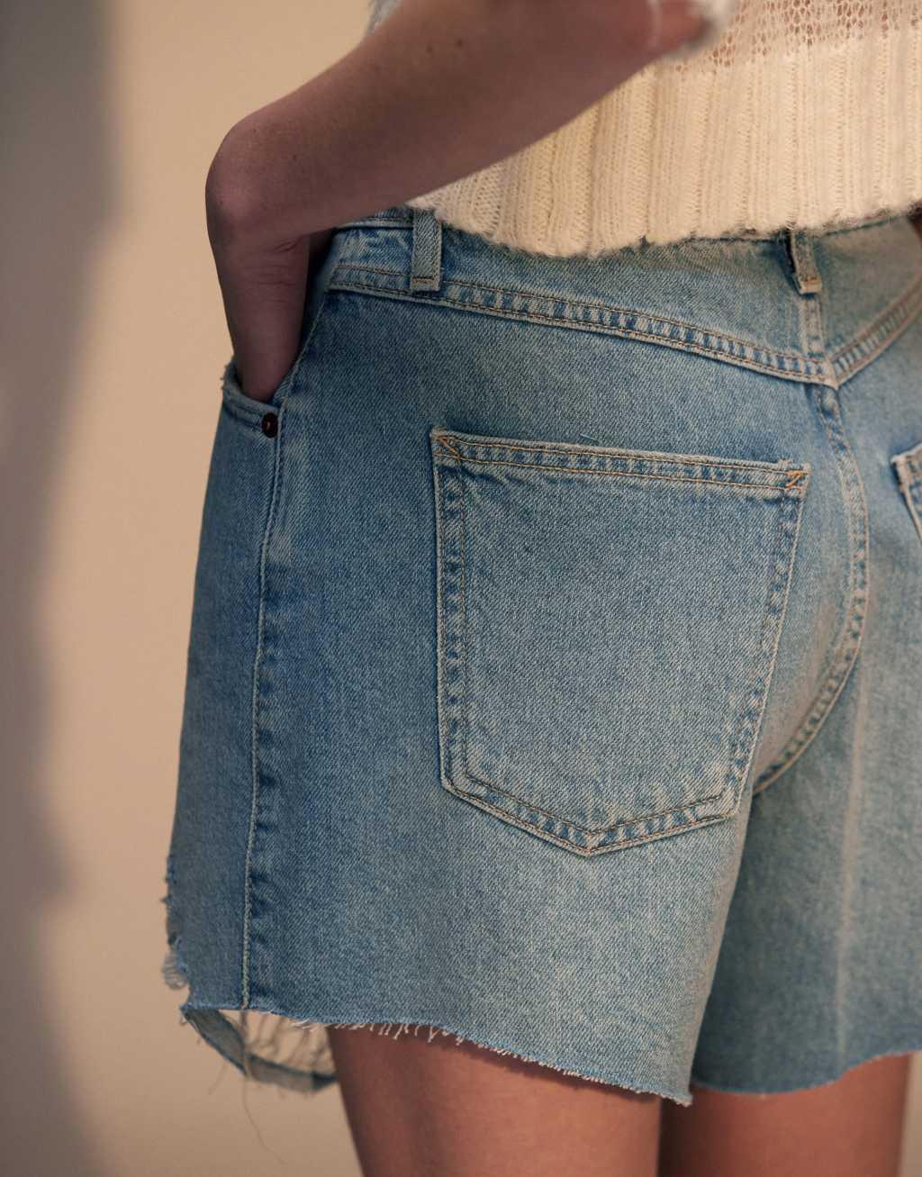 Topshop denim pleated shorts Product Image