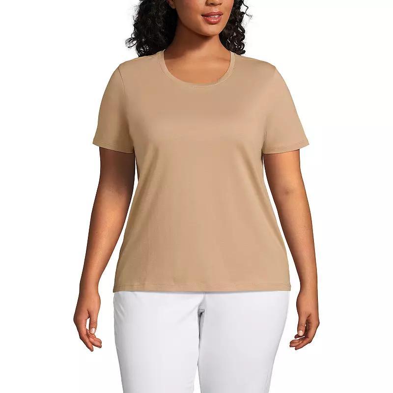 Plus Size Lands End Relaxed Supima Cotton Crewneck Tee, Womens Product Image