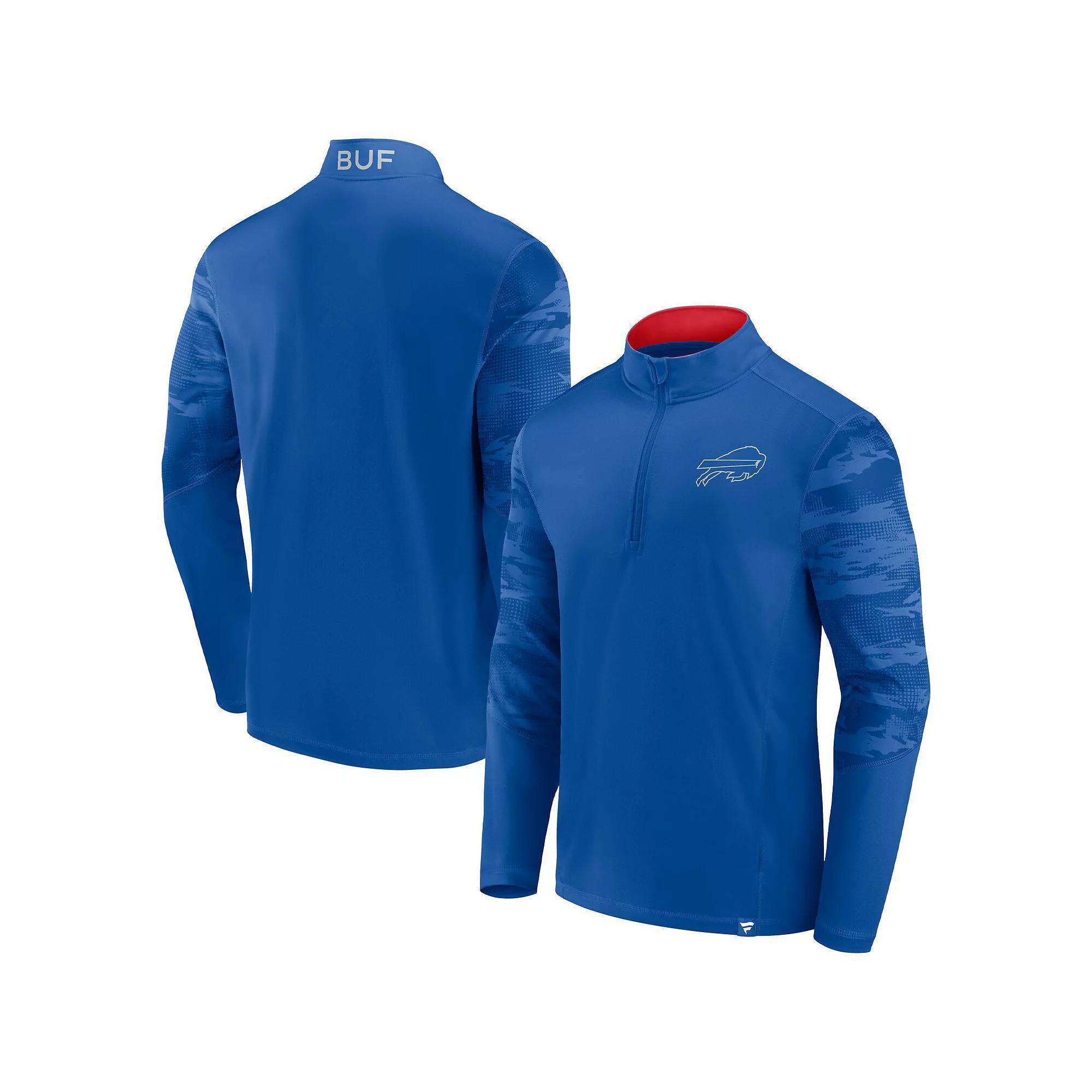 Men's Fanatics Branded Royal/Red Buffalo Bills Ringer Quarter-Zip Jacket, Size: 5XL, Blue Product Image