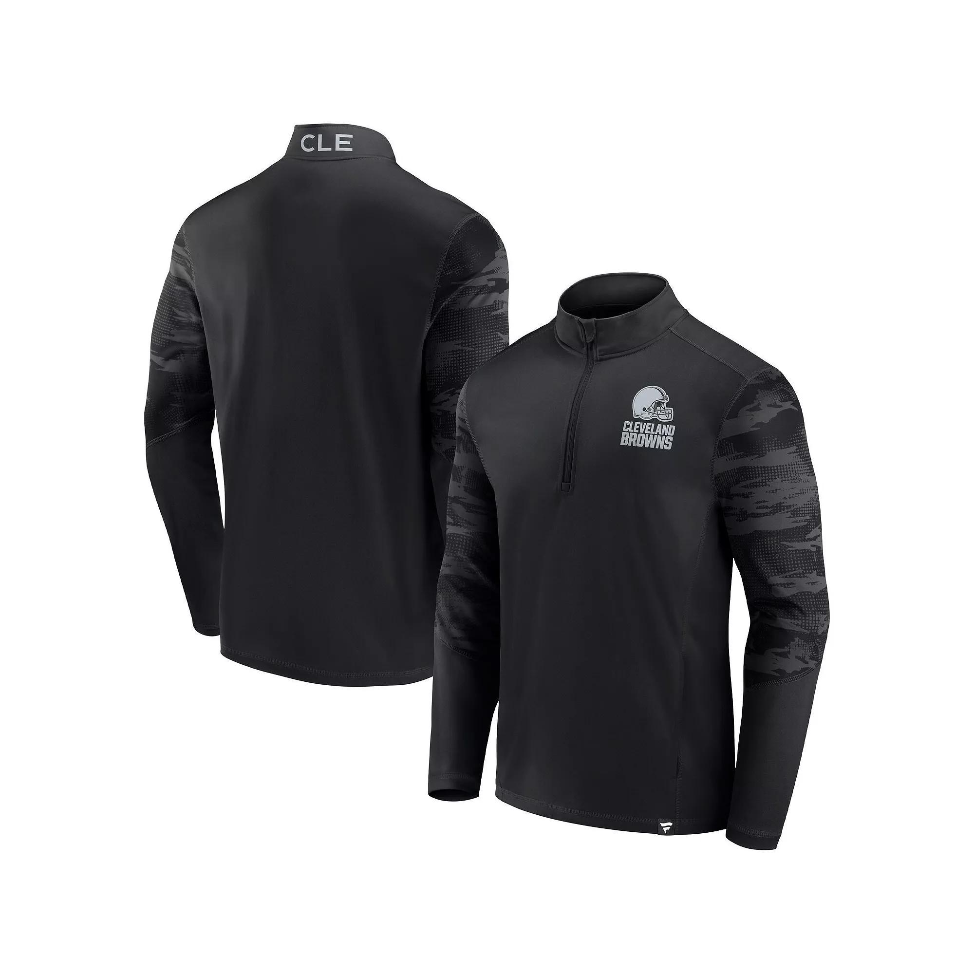 Men's Fanatics Branded Cleveland Browns Blackout Ringer Quarter-Zip Jacket,  Product Image