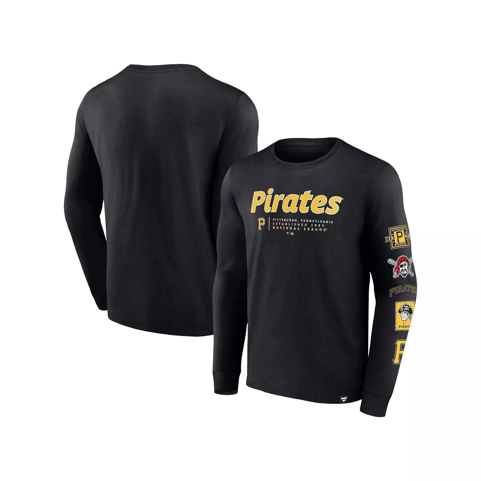 Men's Fanatics Branded Black Pittsburgh Pirates Strike the Goal Long Sleeve T-Shirt, Size: Medium Product Image